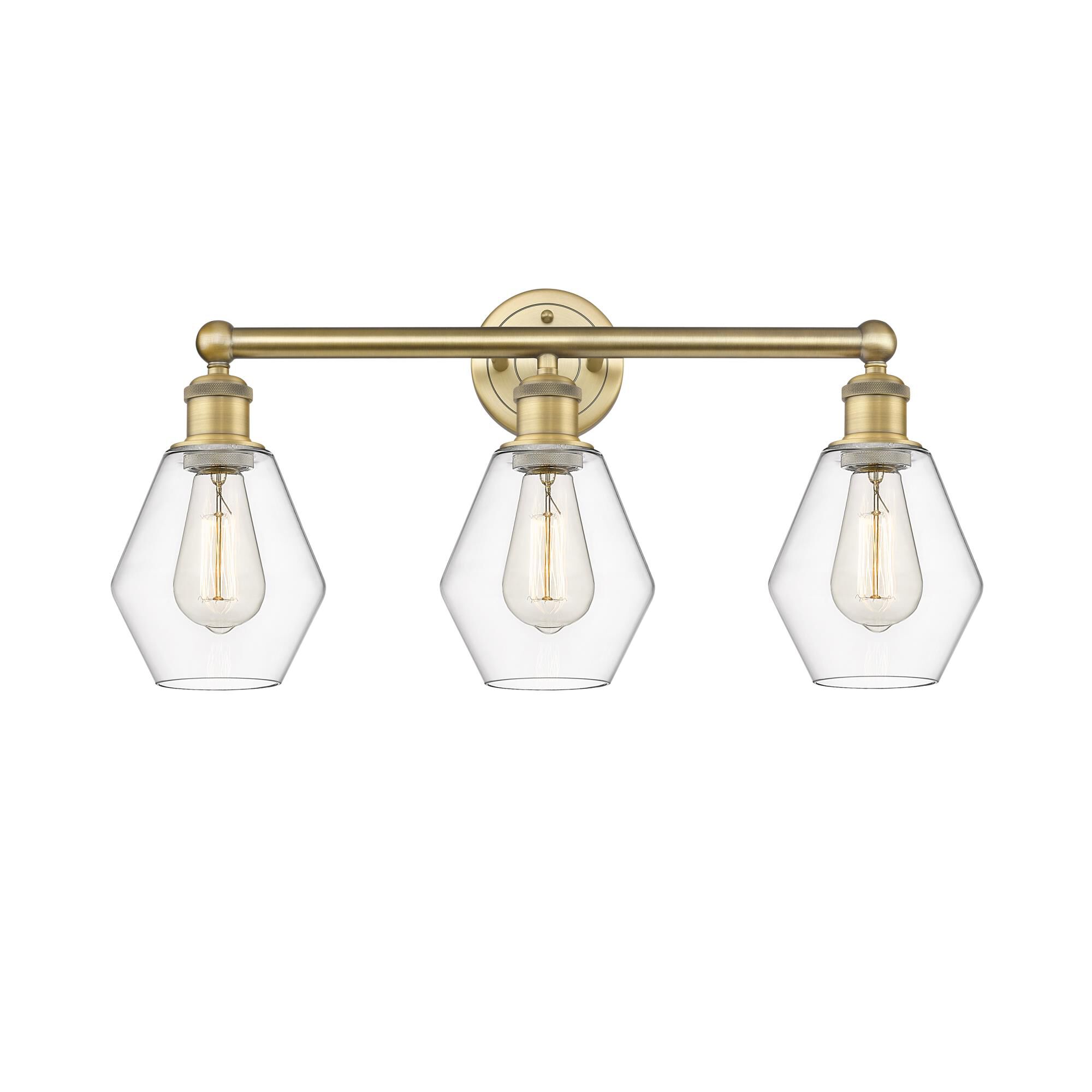 Shown in Brushed Brass finish and Clear glass