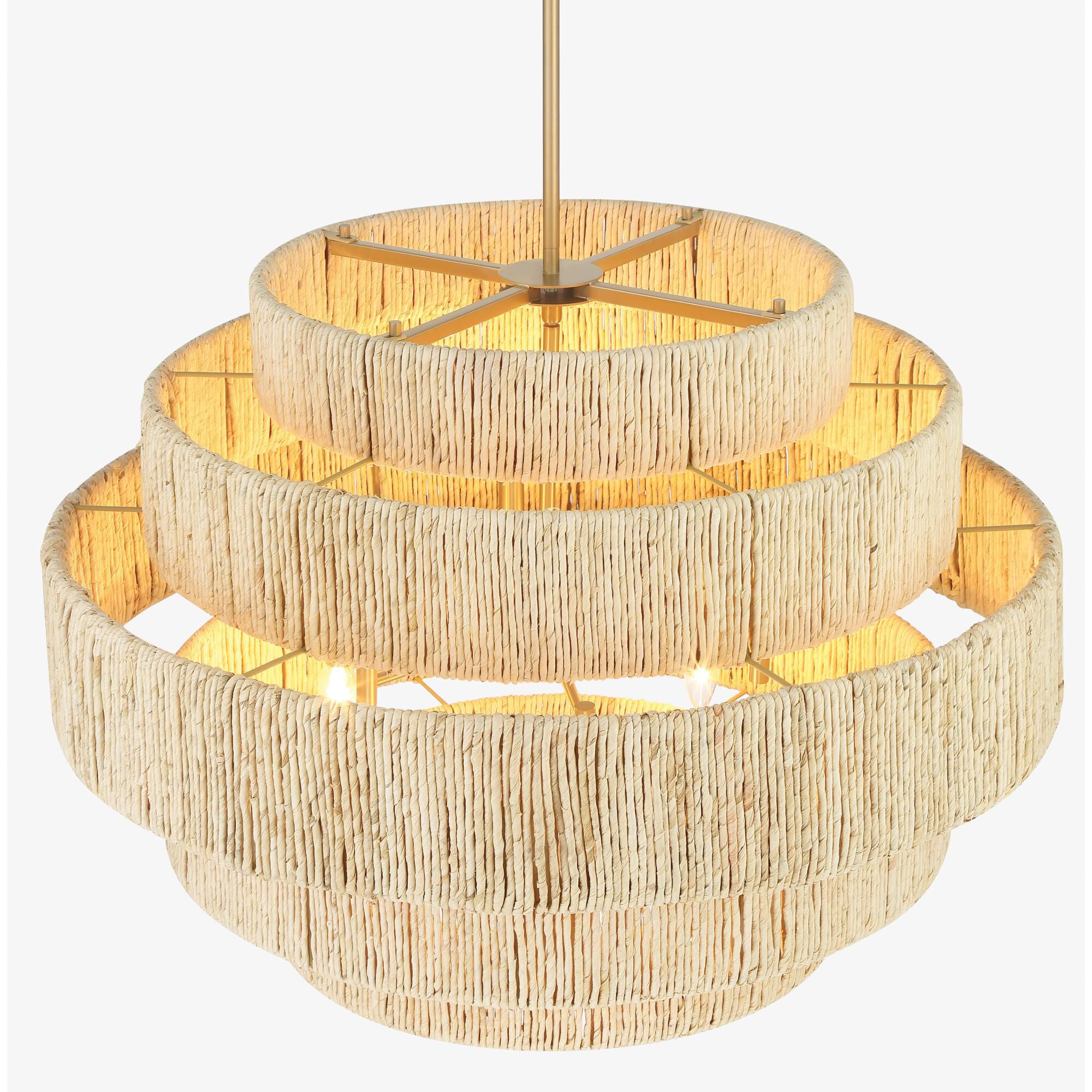 Shown in Signature Brass finish and Natural Abaca shade