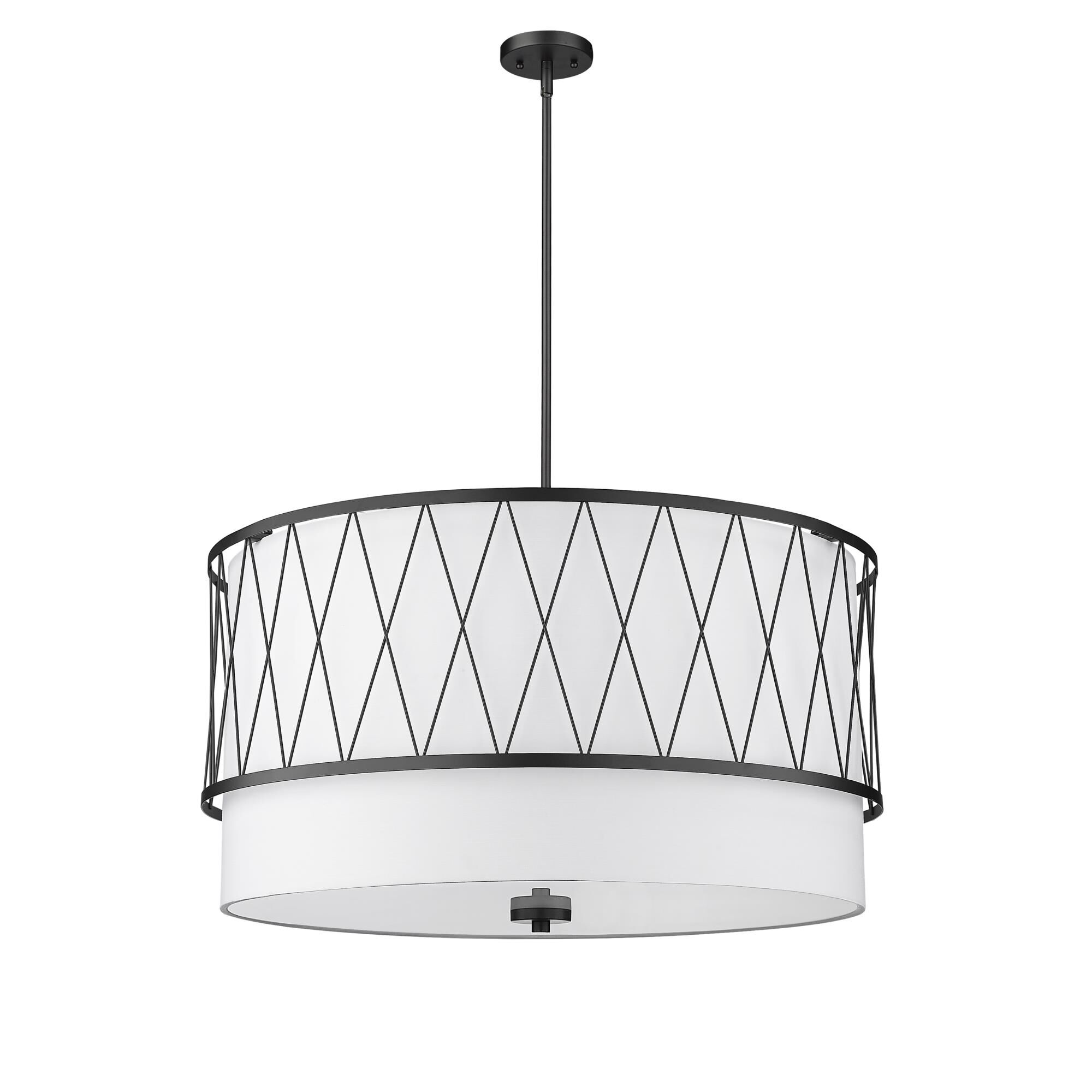 Shown in Matte Black finish and White glass and White shade