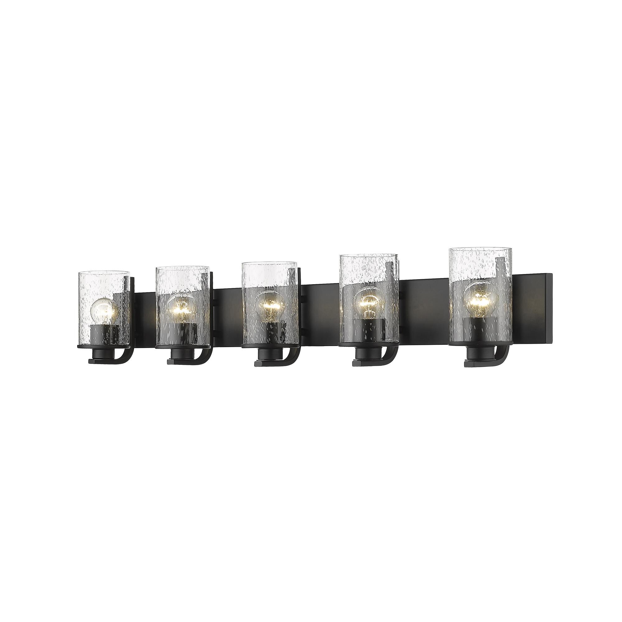 Shown in Matte Black finish and Glass shade