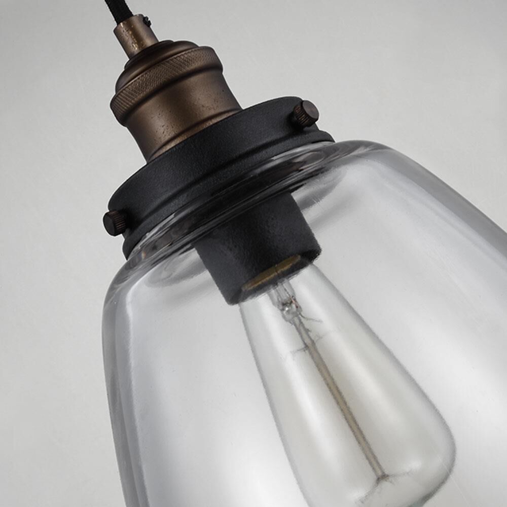 Shown in Painted Aged Brass - Dark Weathered Zinc finish and Clear glass