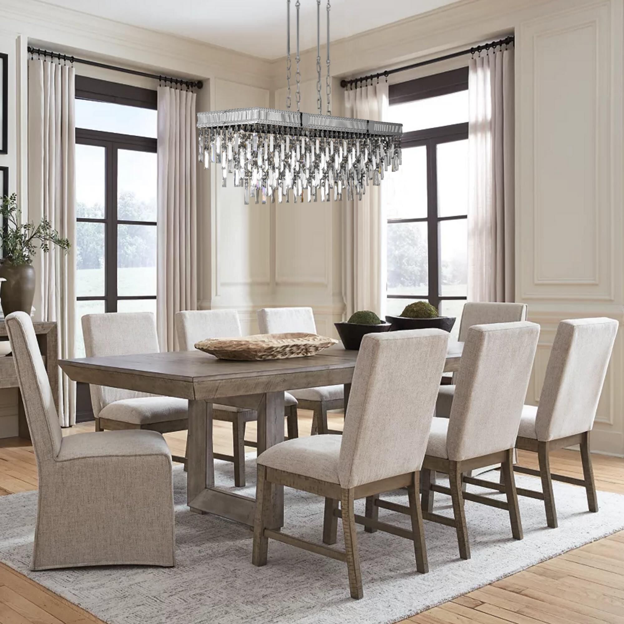 Valencia Modern 40 Inch 12 Light Linear Suspension Light by American Brass and Crystal