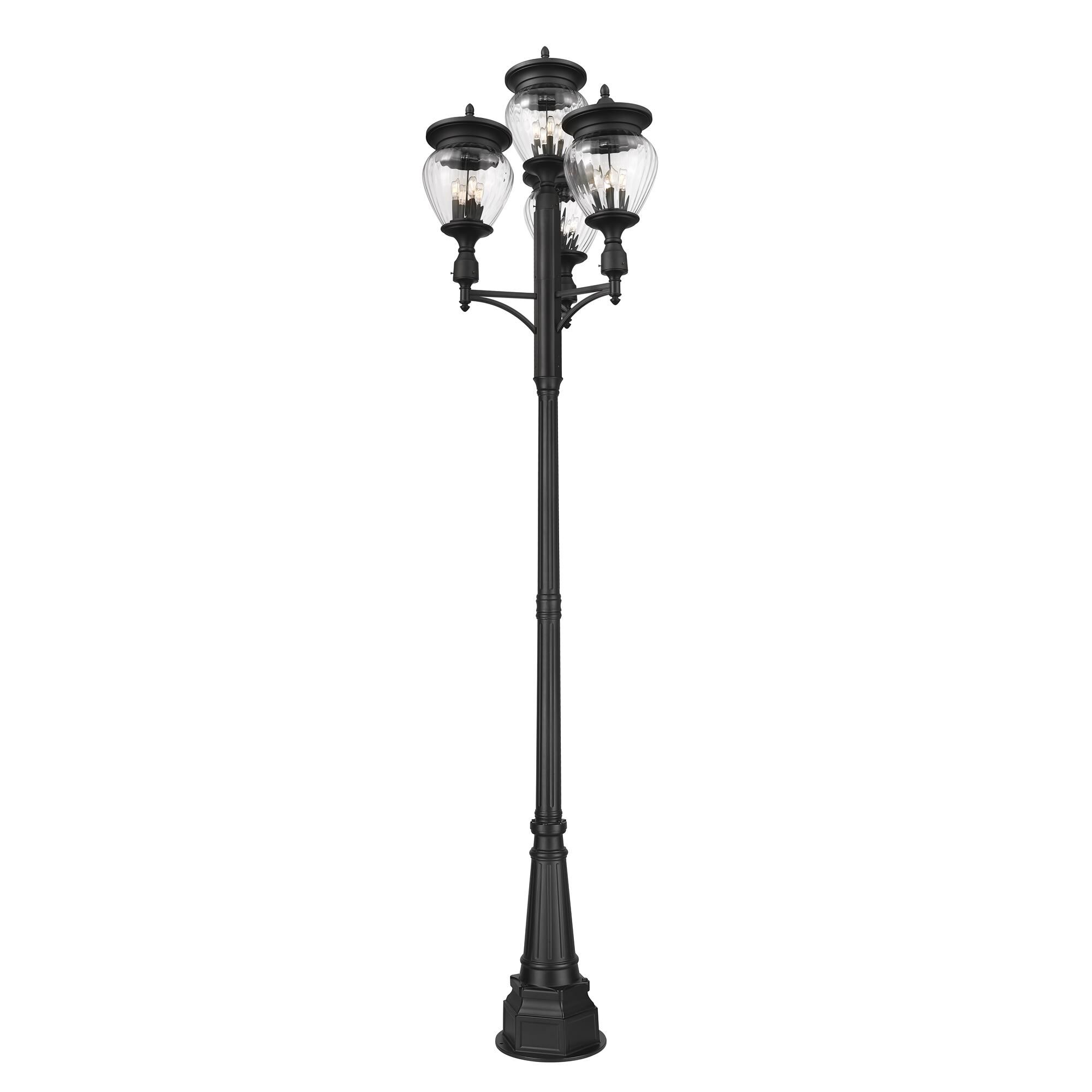 Shown in Black finish and Clear Ribbed glass and Clear Ribbed shade