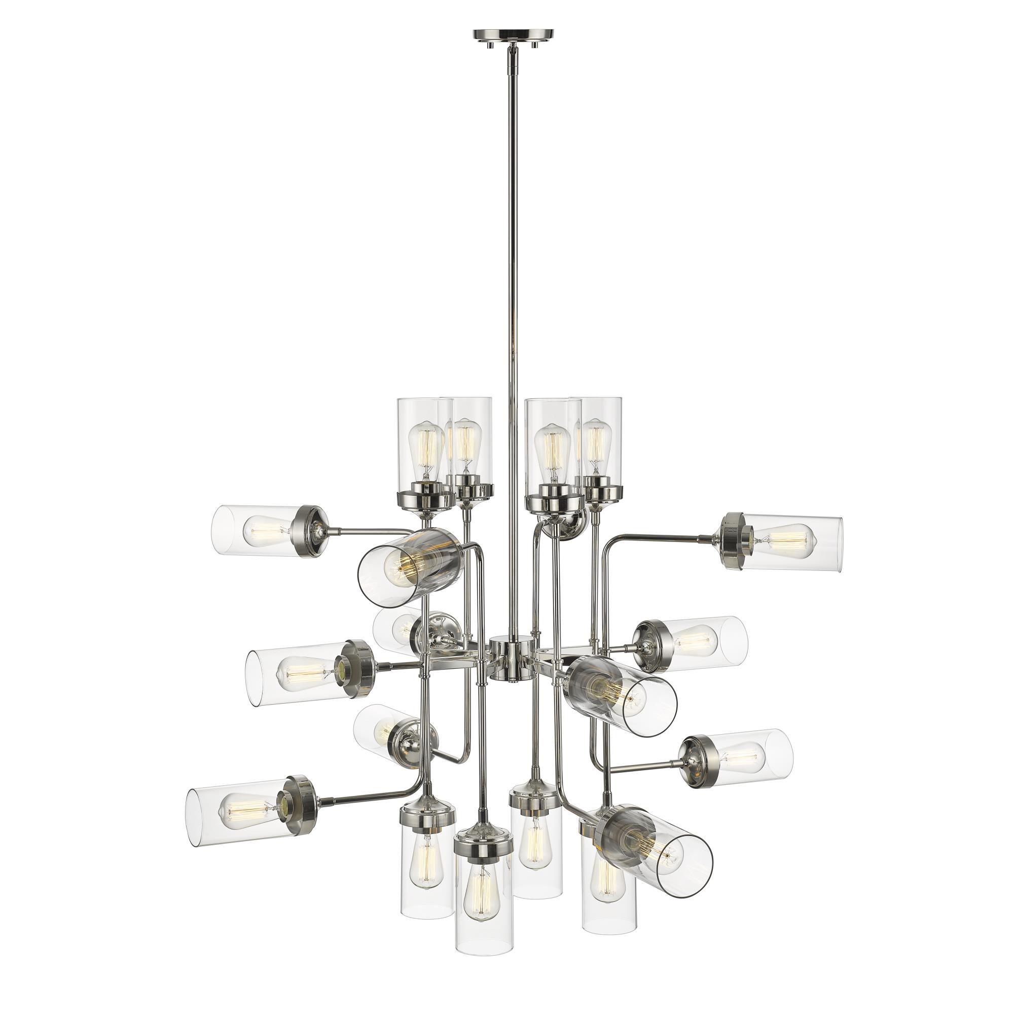 Shown in Polished Nickel finish and Glass shade