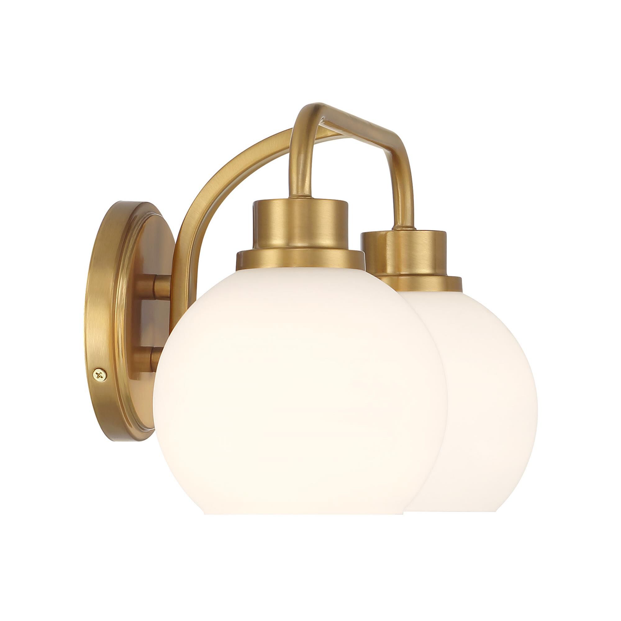 Shown in Natural Brass finish and White Opal glass
