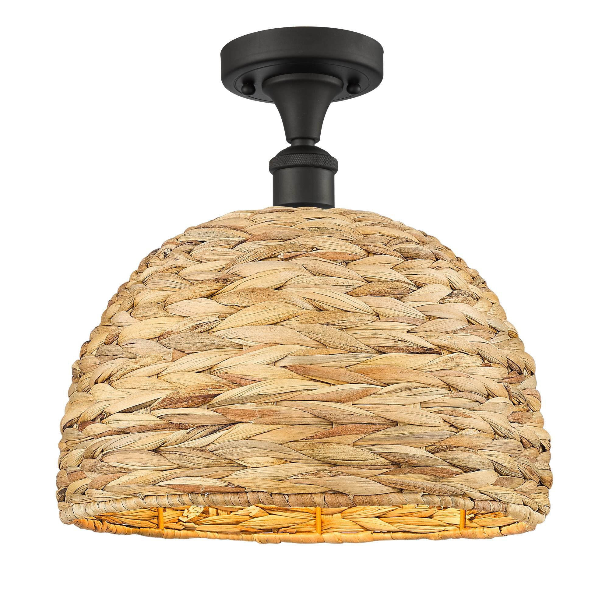 Shown in Oiled Brass finish and Natural Rattan Rattan shade