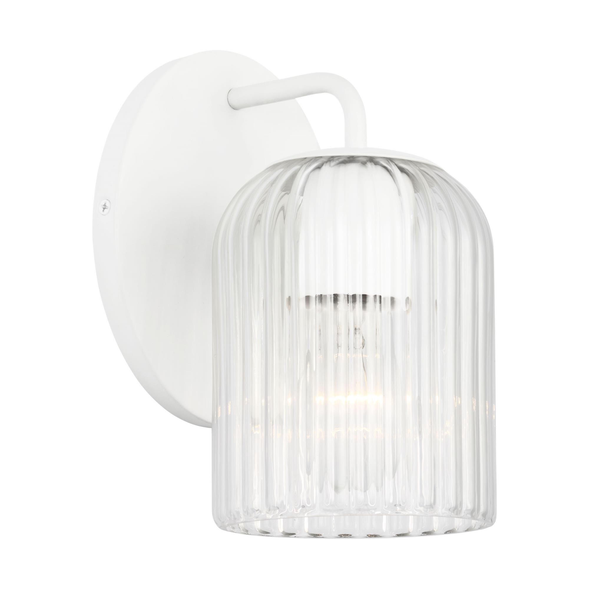 Shown in Matte White finish and Clear Ribbed glass