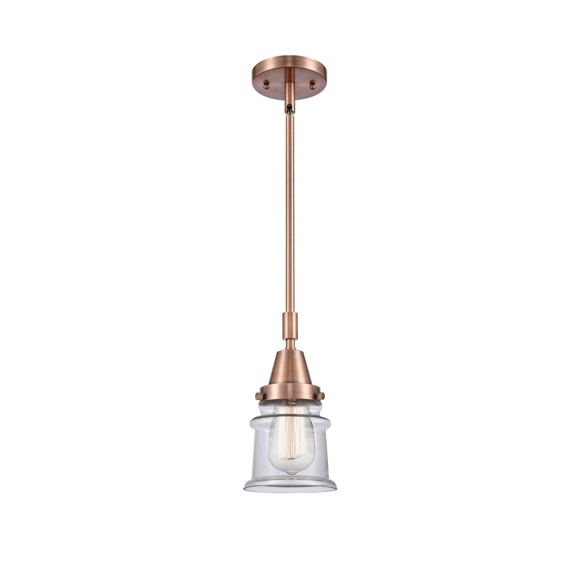 Shown in Antique Copper finish and Clear Canton glass