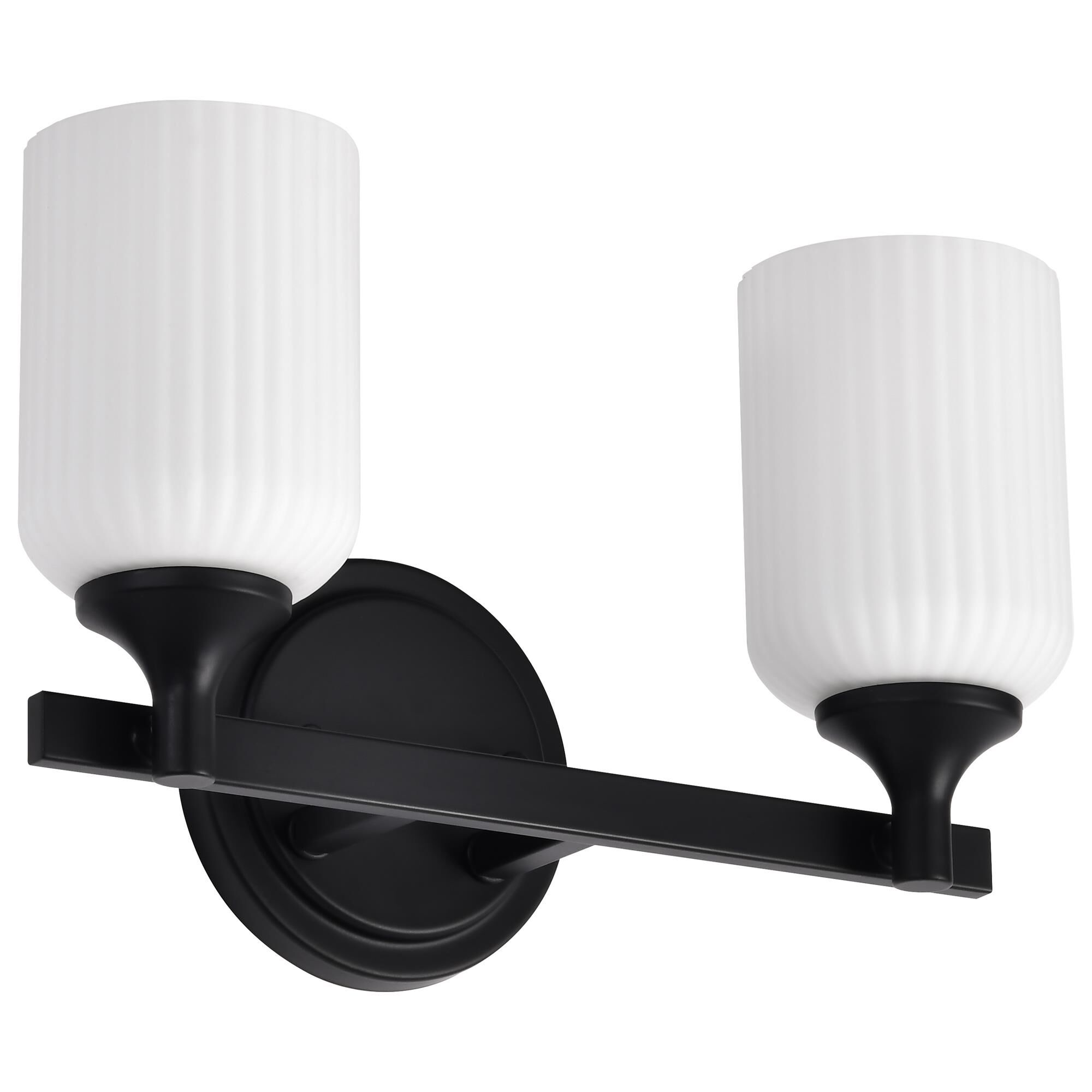 Shown in Matte Black finish and Frosted Ribbed glass
