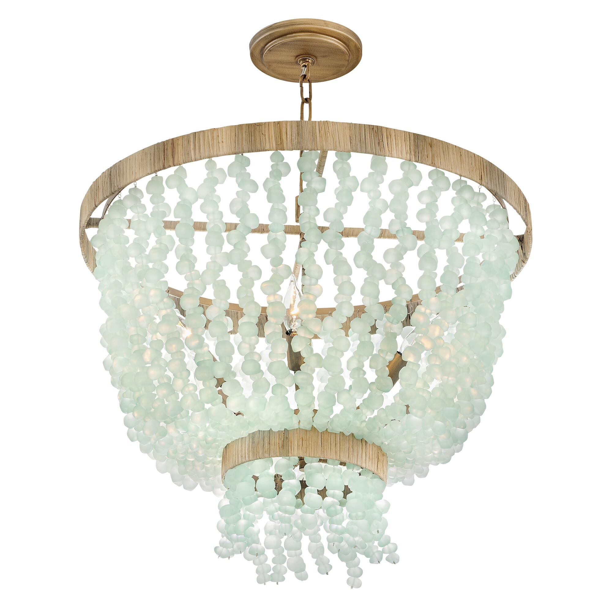 Shown in Burnished Gold finish and Blue Sea glass