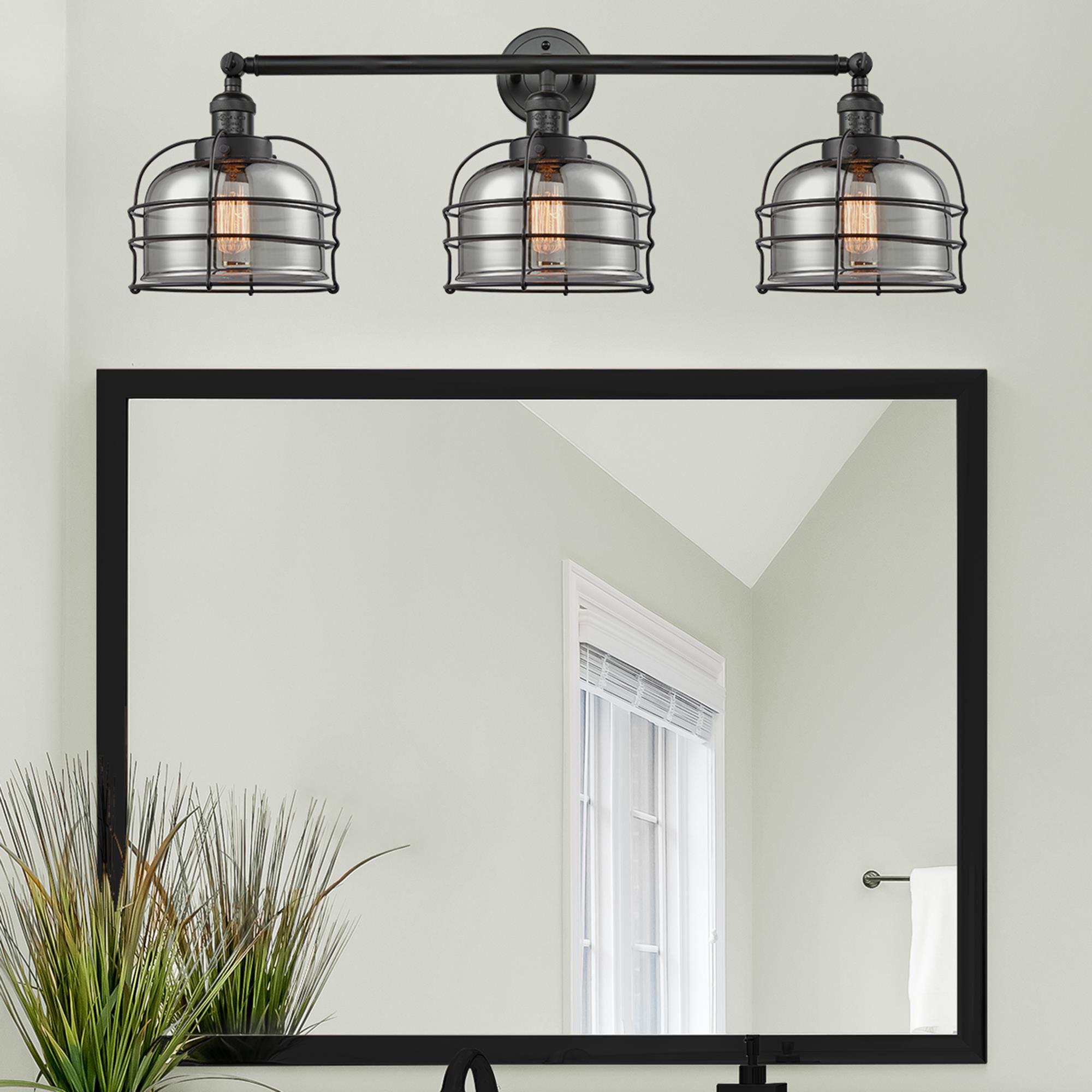 Bruno Marashlian Large Bell Cage 34 Inch 3 Light Bath Vanity Light by Innovations Lighting