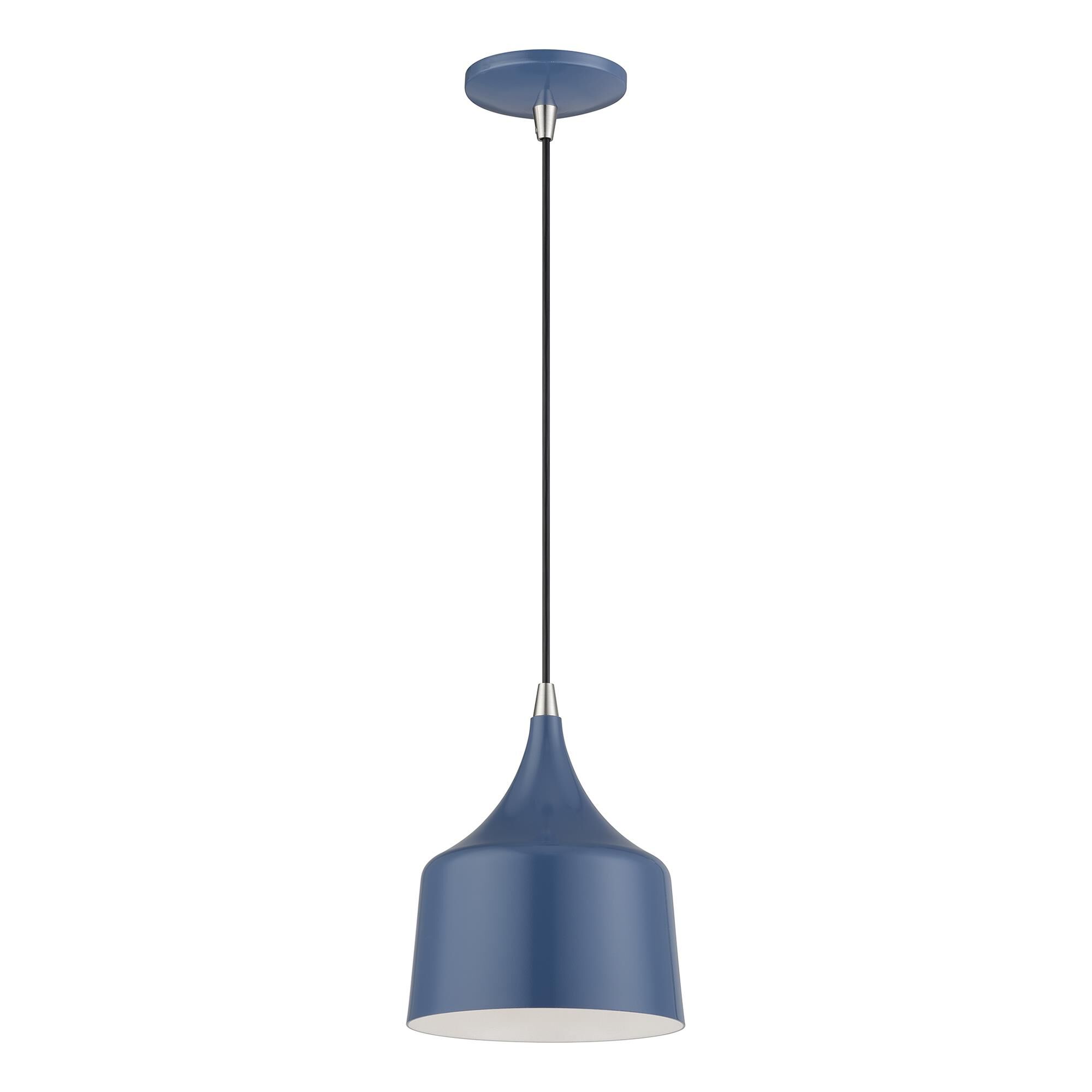 Shown in Ocean Blue with Brushed Nickel Accents finish and Ocean Blue Aluminum with Shiny White Inside shade