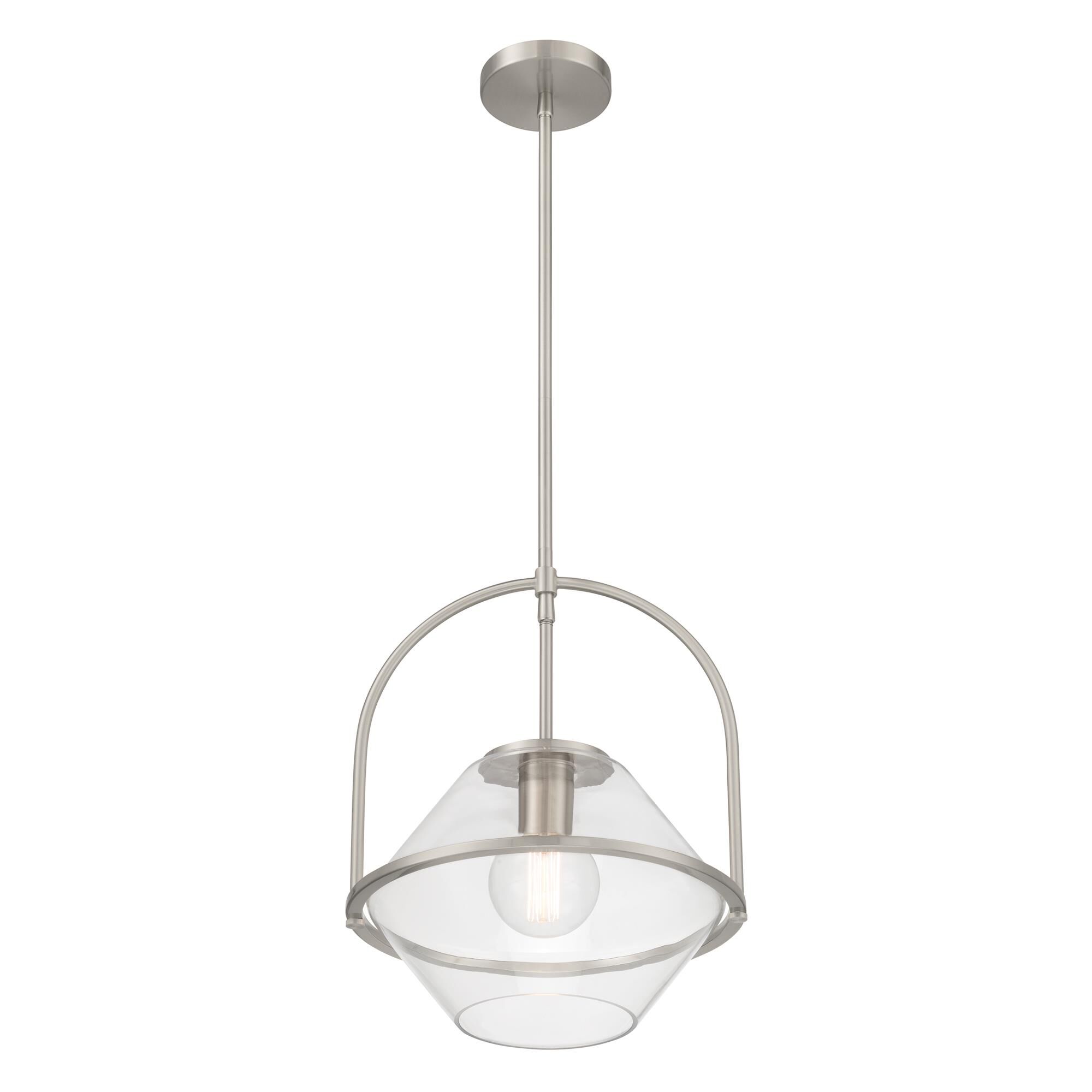 Shown in Brushed Nickel finish and Clear glass