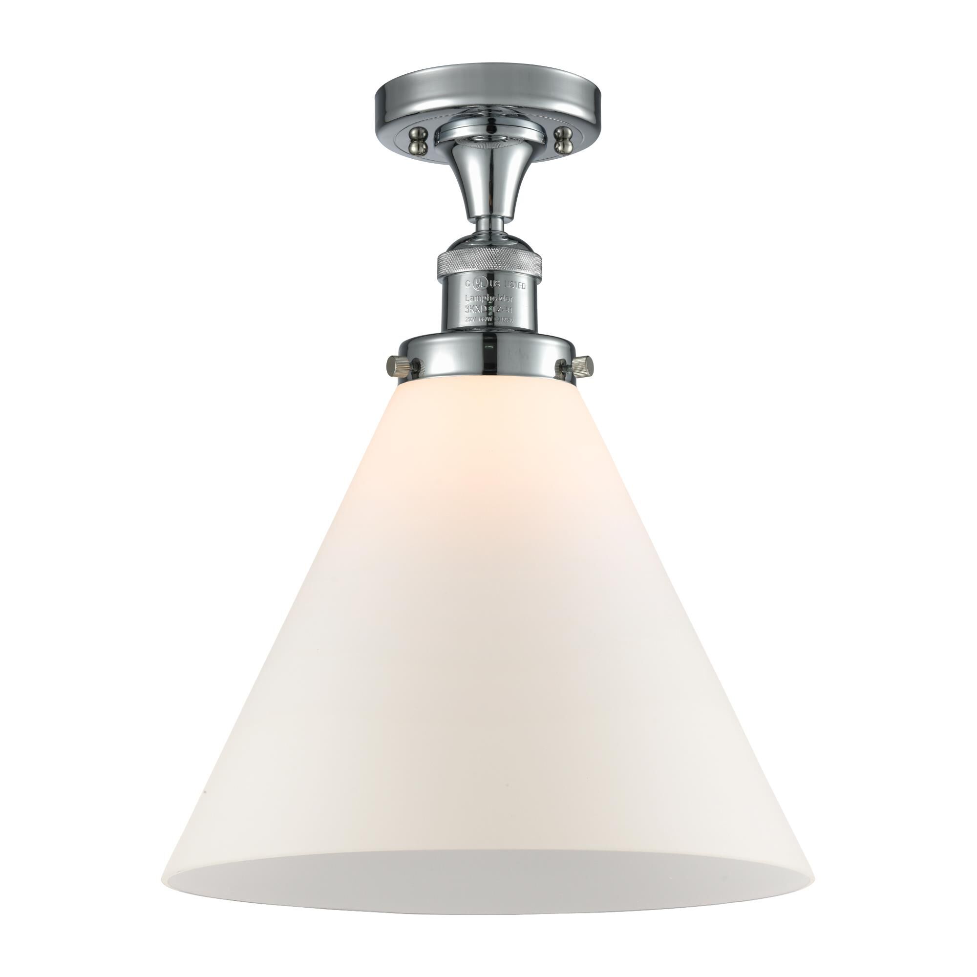 Shown in Polished Chrome finish and Matte White Cased glass