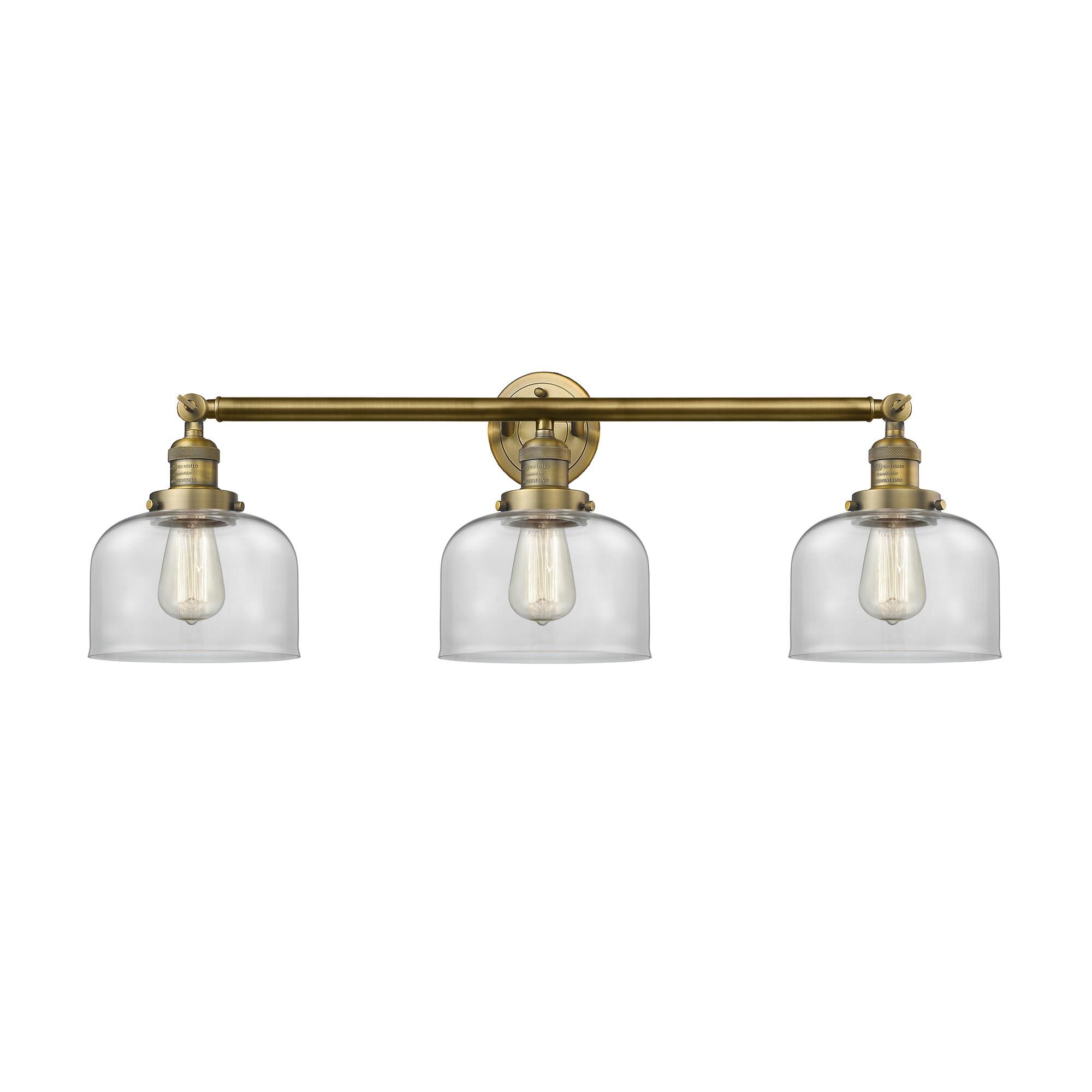 Shown in Brushed Brass finish and Clear glass