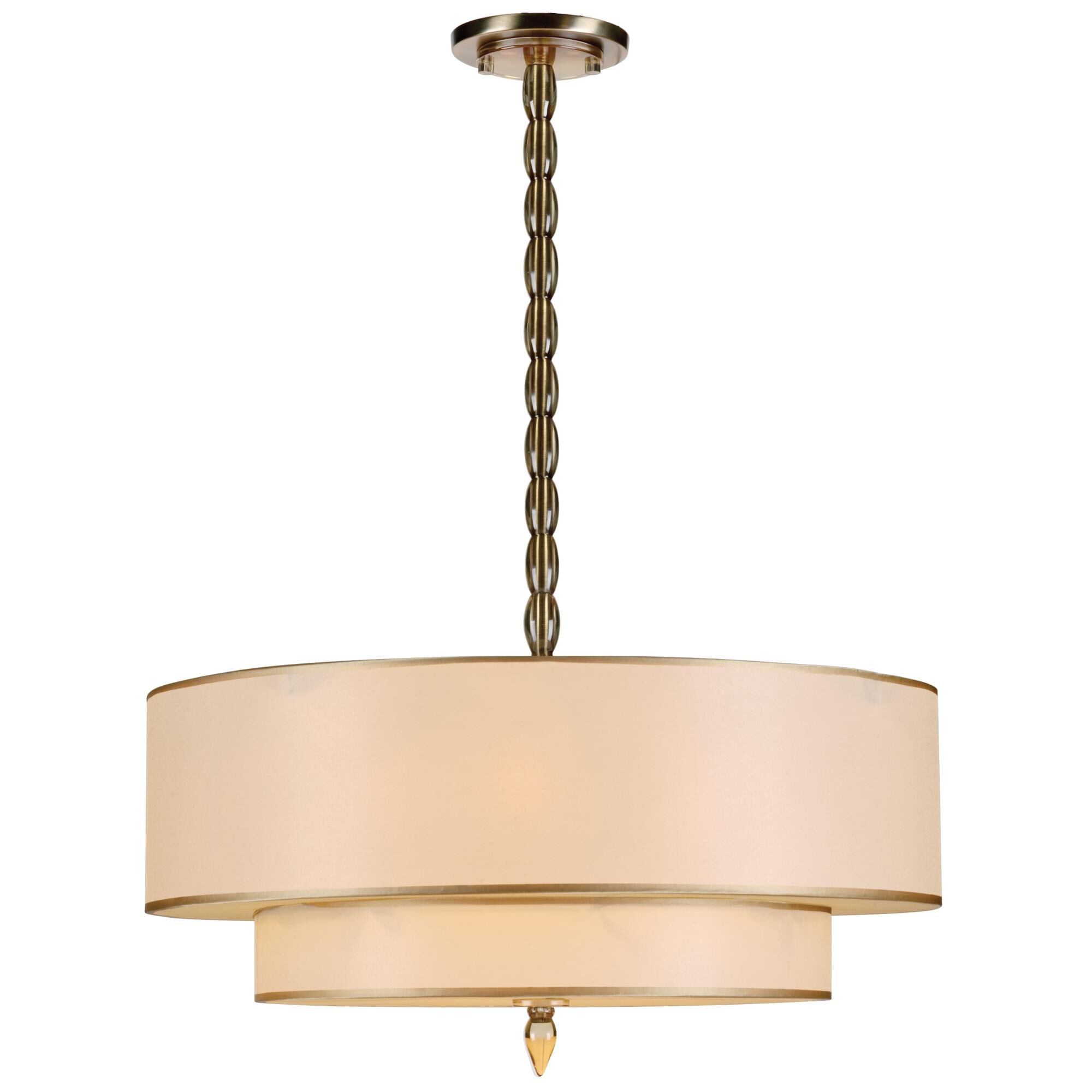 Shown in Antique Brass finish and Organza glass and Organza shade