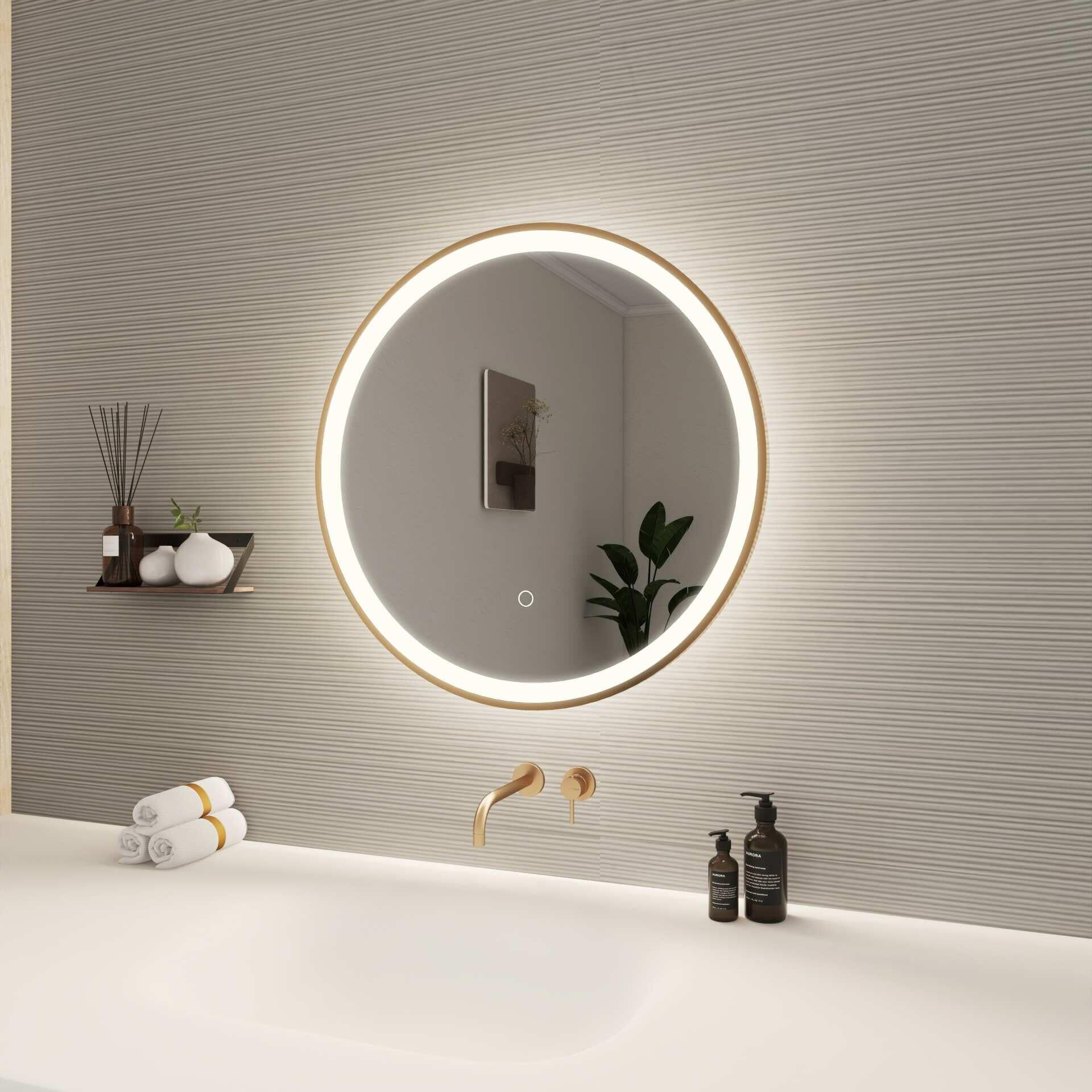 Harmoni 24 Inch Round LED Lighted Mirror by Elegant Decor