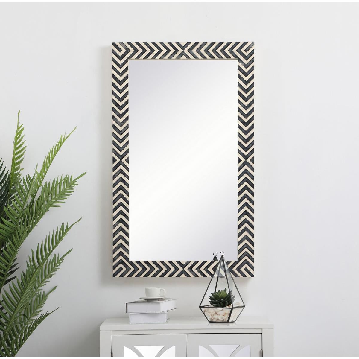 Rectangular mirror 48x30 inch in chevron Wall Mirror by Elegant Decor