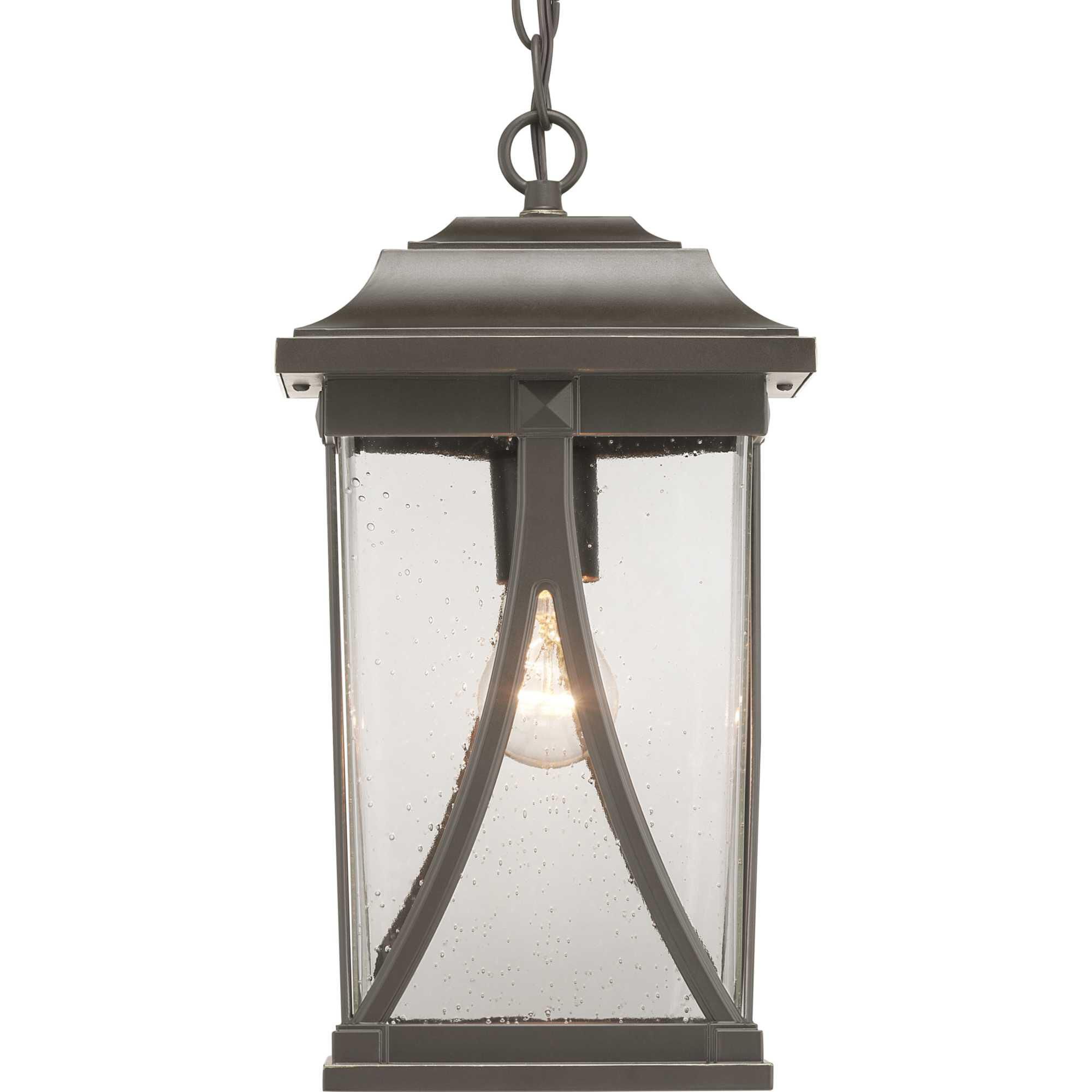 Shown in Antique Bronze finish and Clear Seeded glass