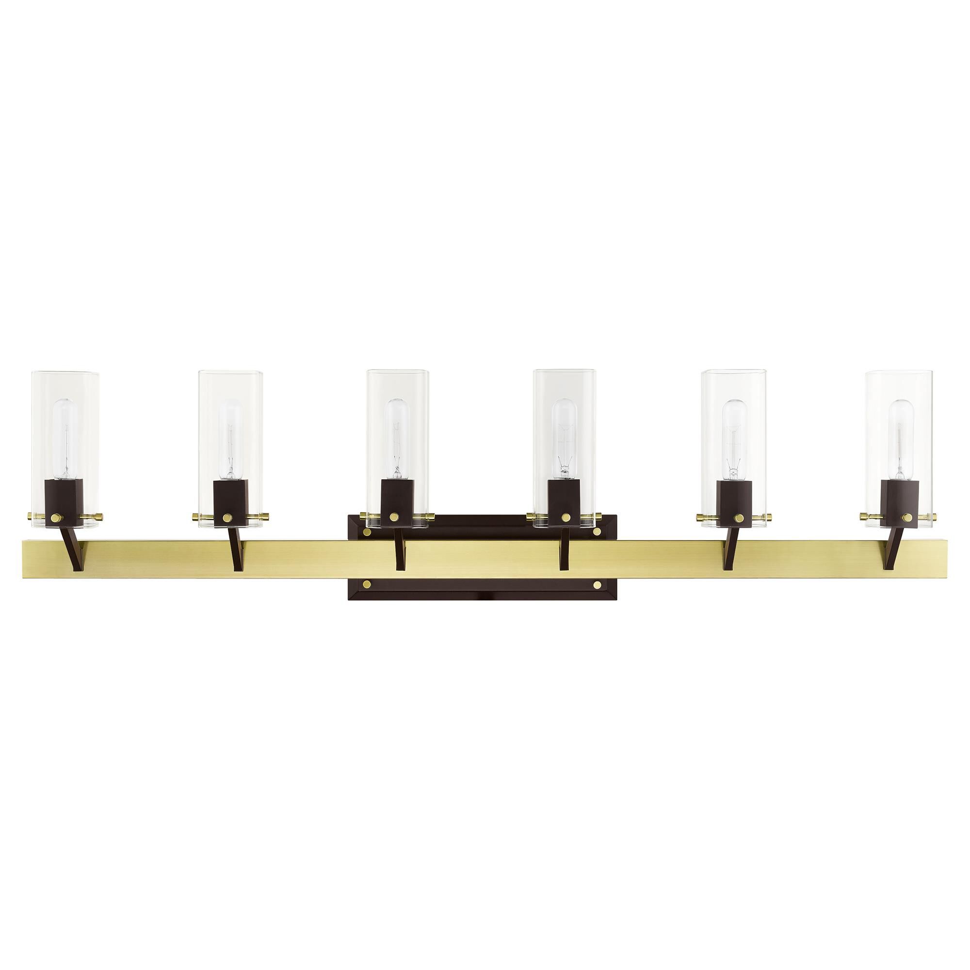 Shown in Satin Brass finish and Clear Square  With Rounded Corners glass