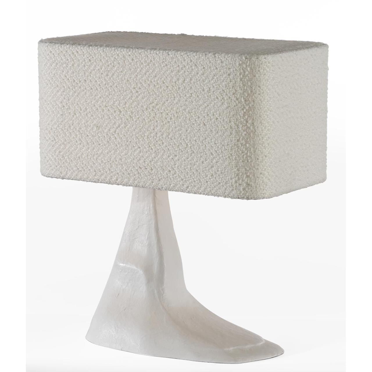 Shown in Plaster White finish and Boucle Rectangle shade