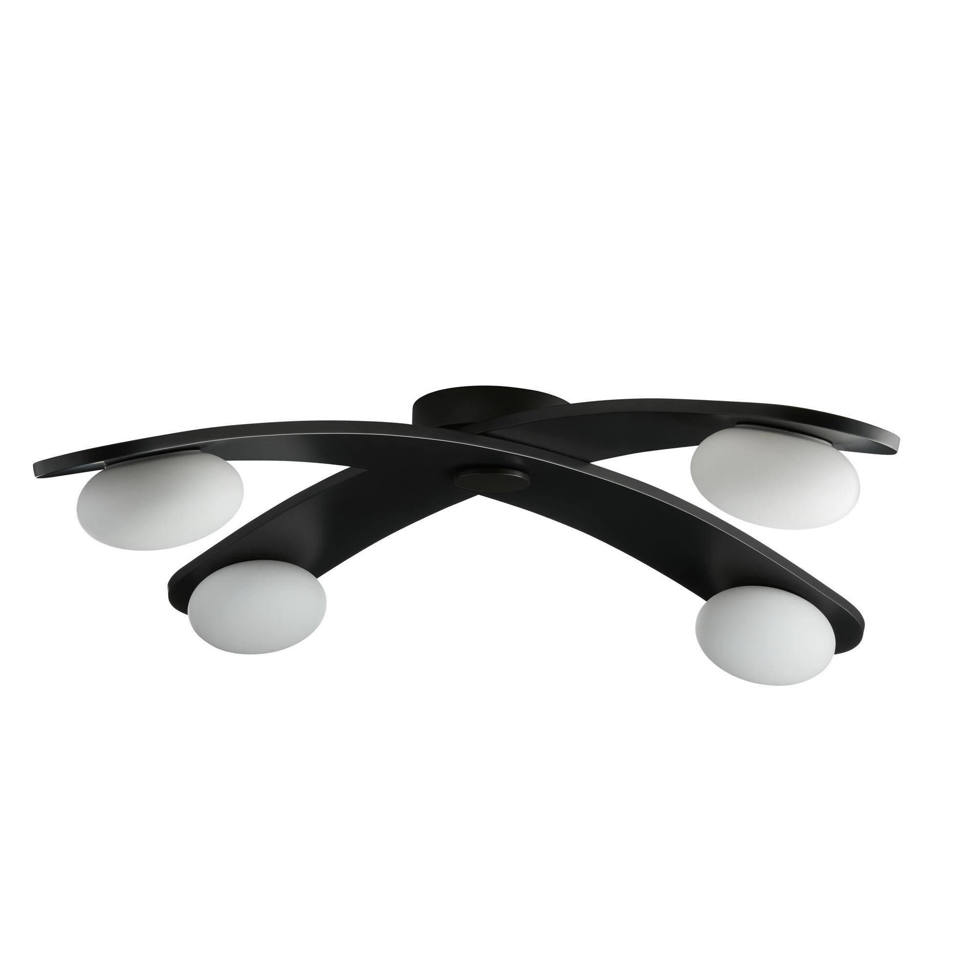 Shown in Blackened Iron finish and Matte Opal glass