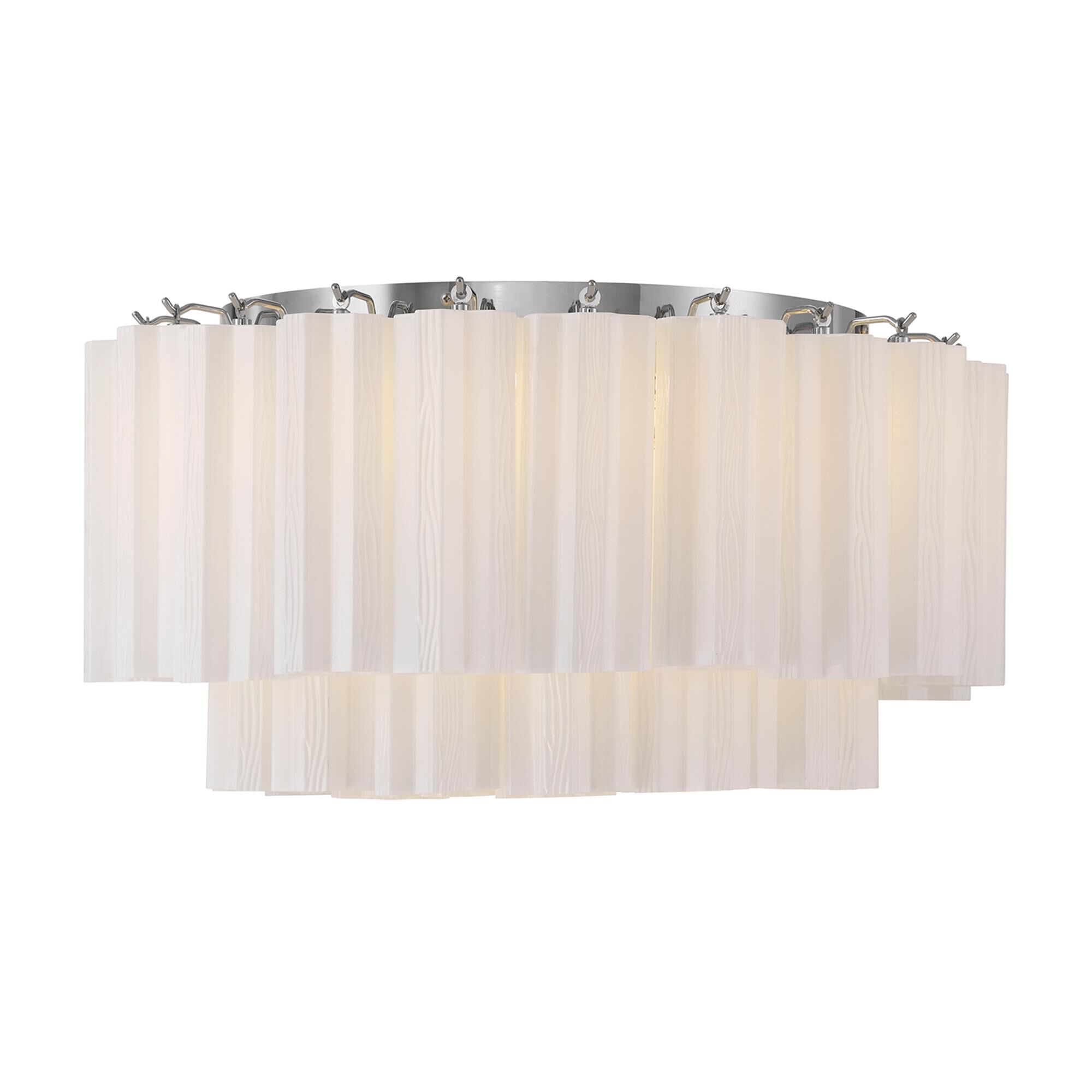 Shown in Polished Chrome finish and Tronchi White glass
