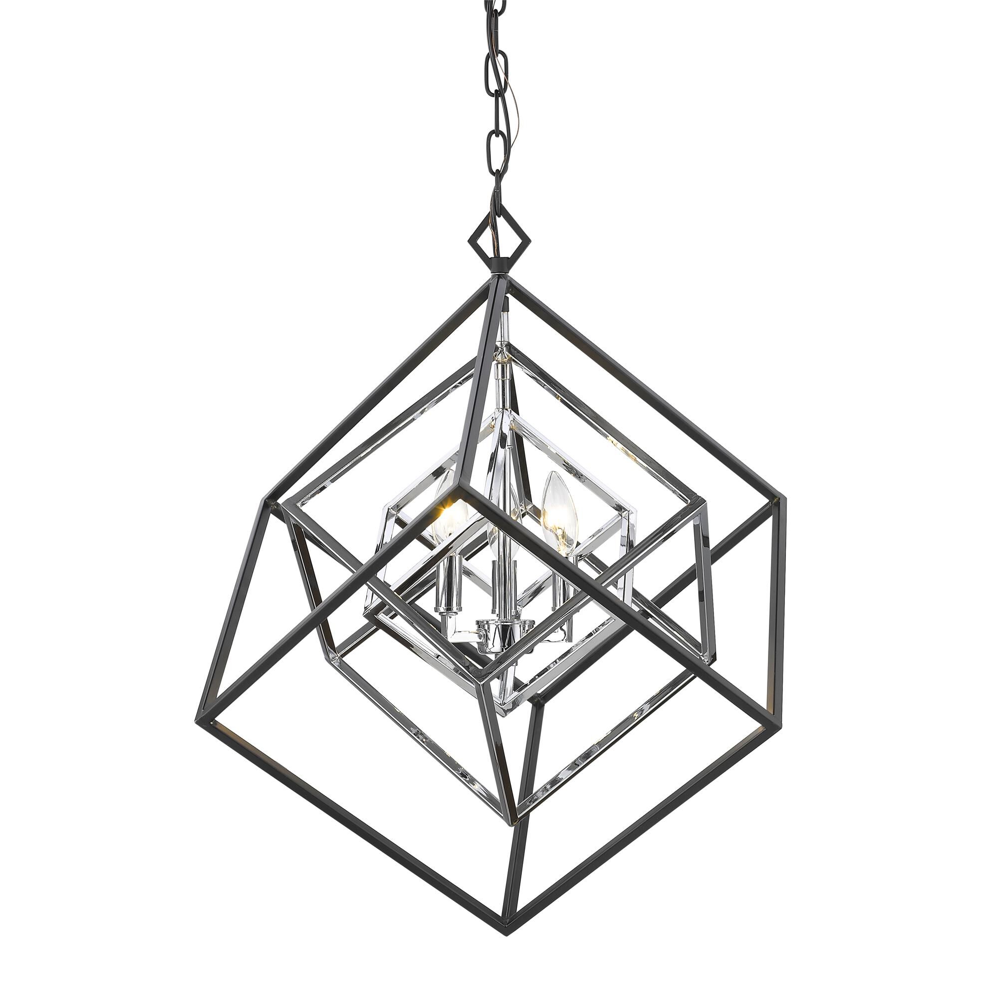 Shown in Chrome + Matte Black finish and --- glass and --- shade