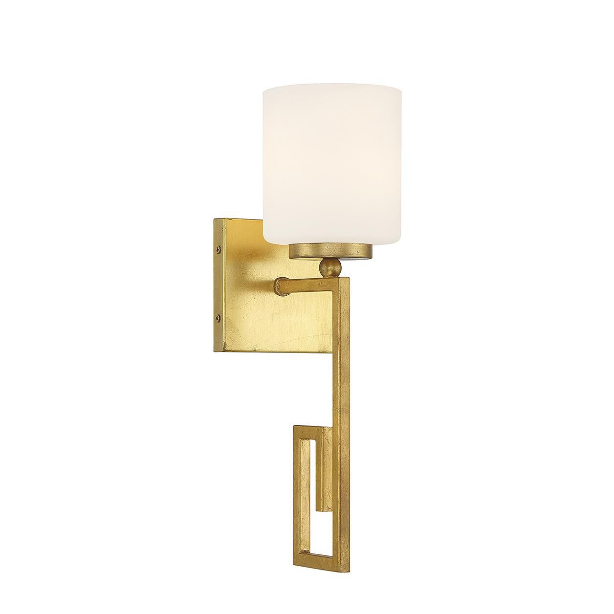 Shown in True Gold finish and White Opal glass and Glass shade