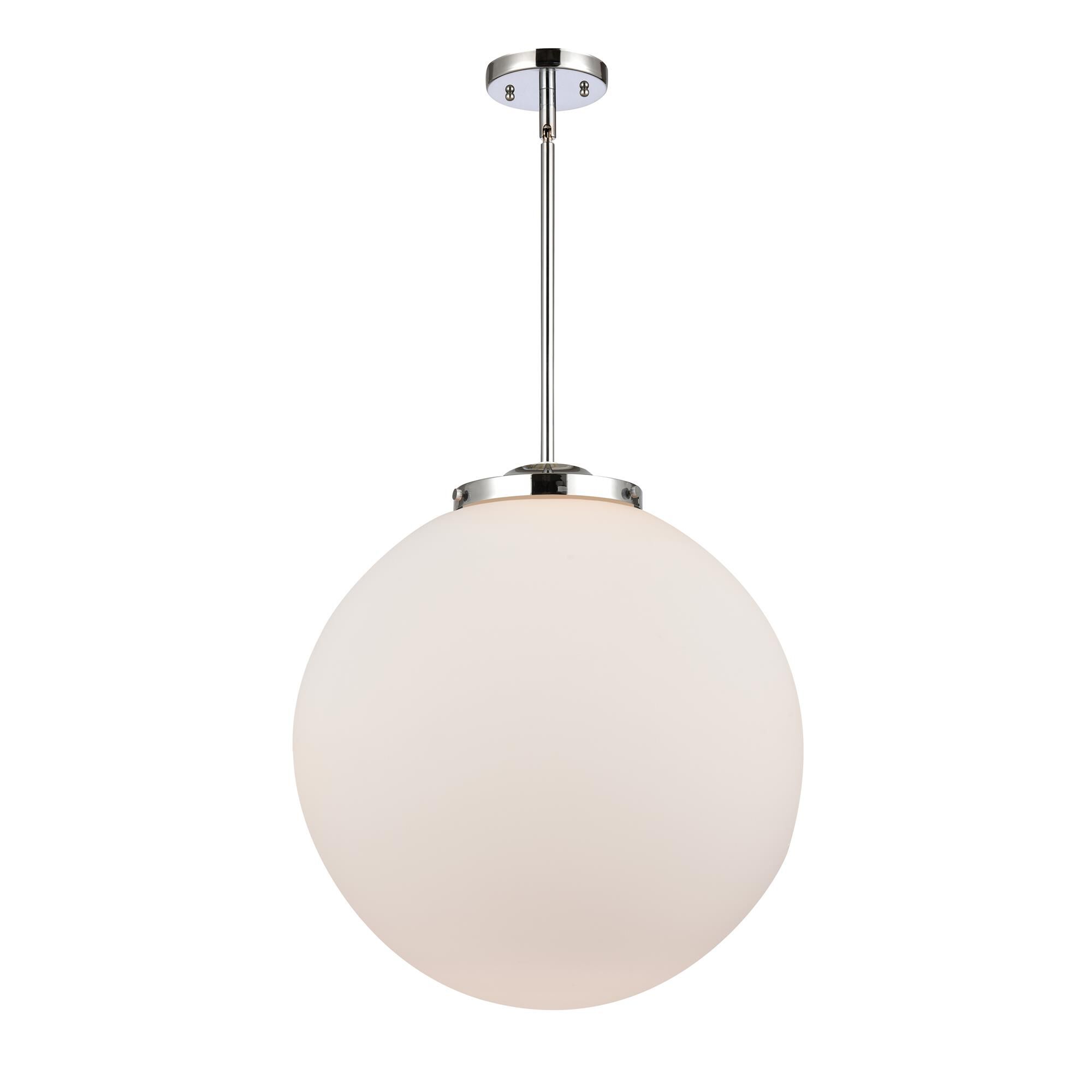 Shown in Polished Chrome finish and Matte White Cased Beacon glass