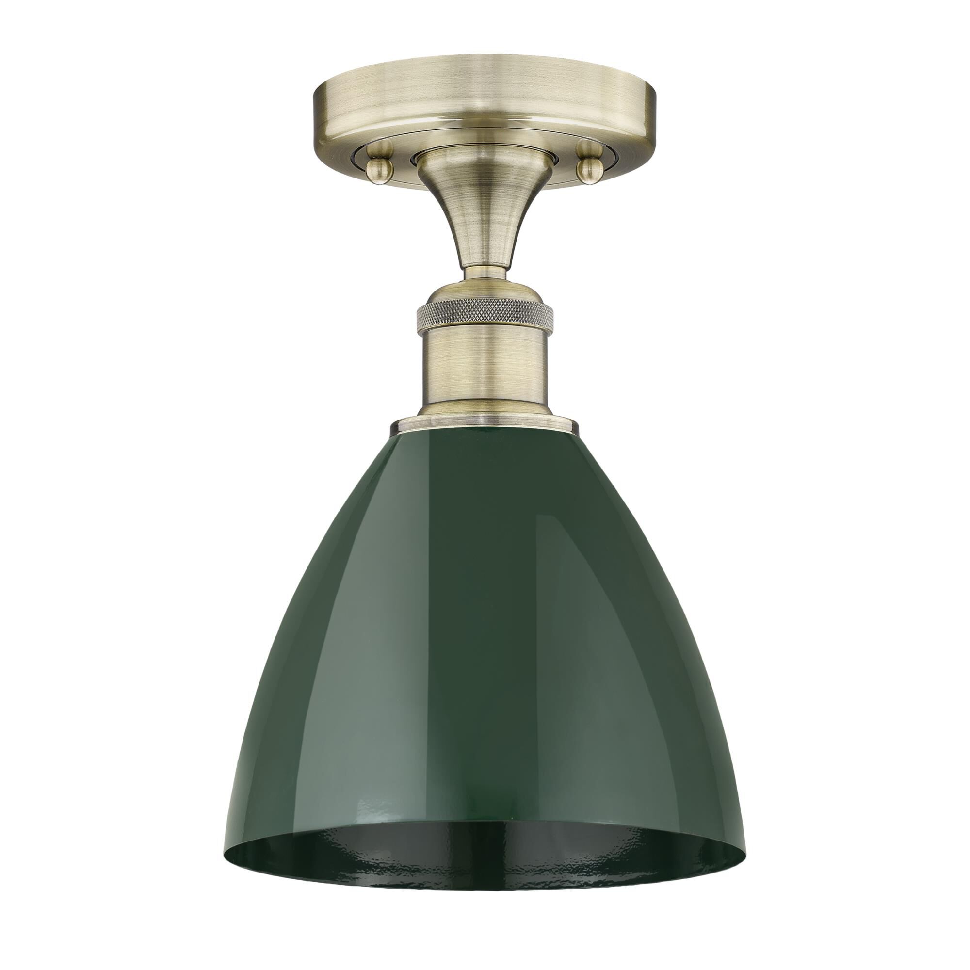 Shown in Antique Brass finish and Green shade