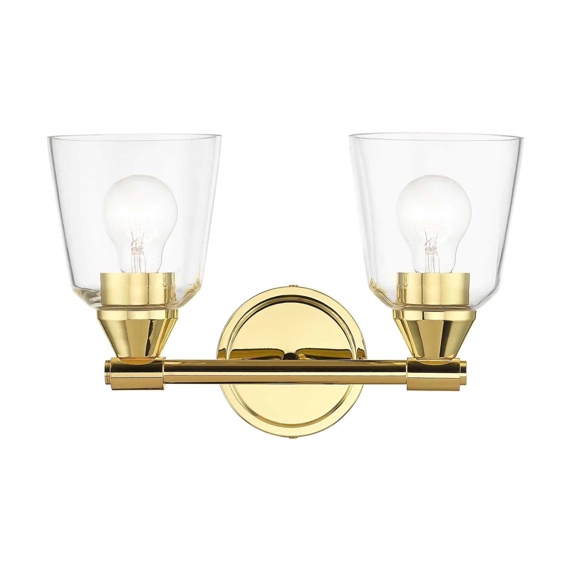 Shown in Polished Brass finish and Hand Blown Clear  glass
