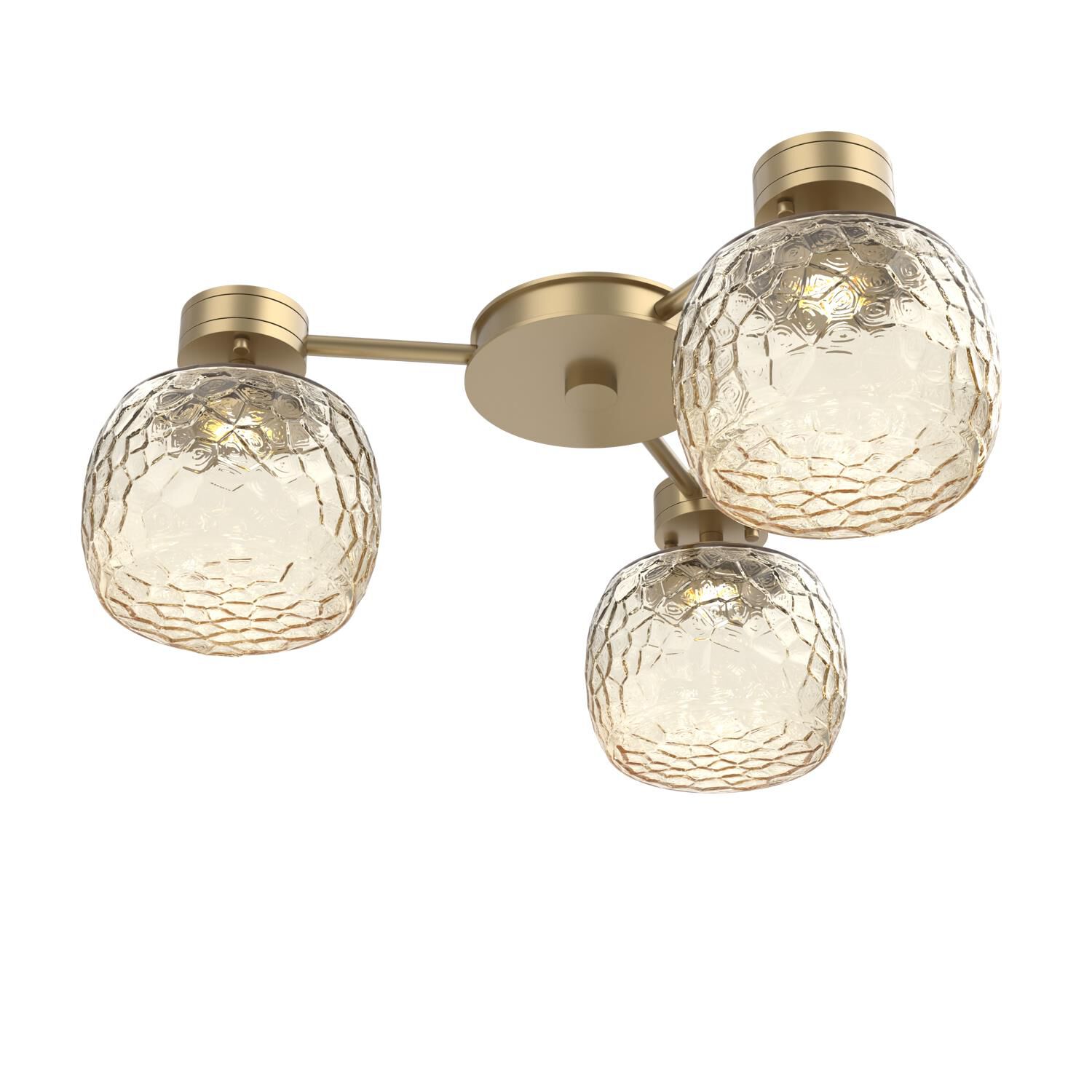 Shown in Gilded Brass finish and Amber glass