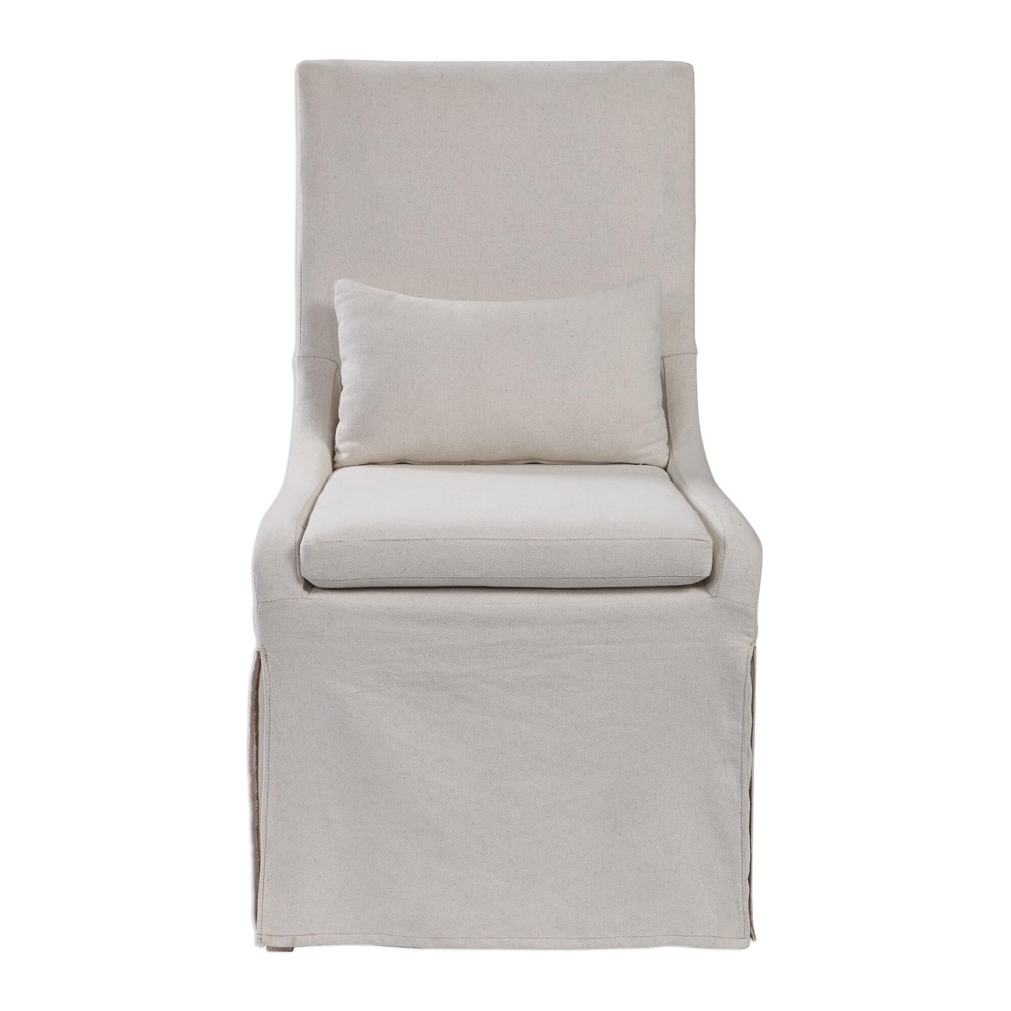 Shown in Simplistic In Form, This Casually Sophisticated Armless Chair Features A Tailored Off White Linen Bl finish
