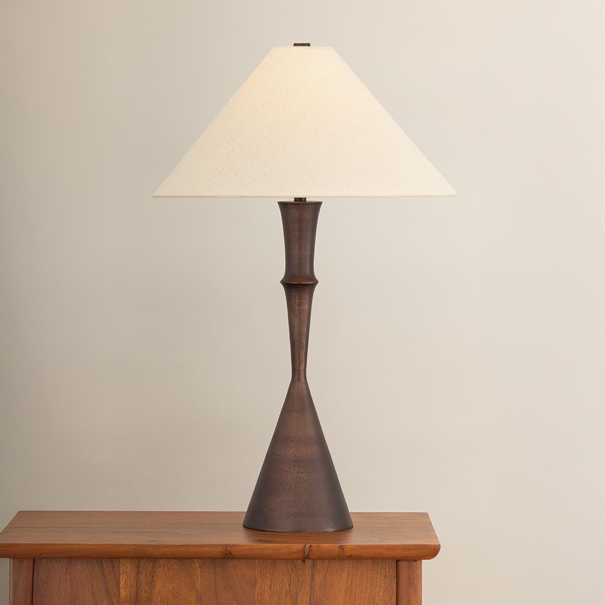 Shown in Bronze finish and Textured Cream shade