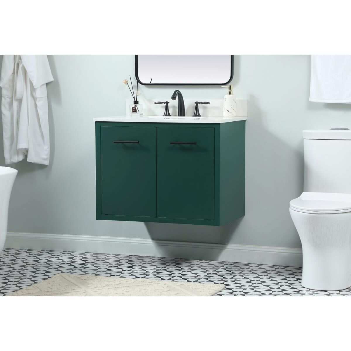 Shown in Green finish and Backsplash accent