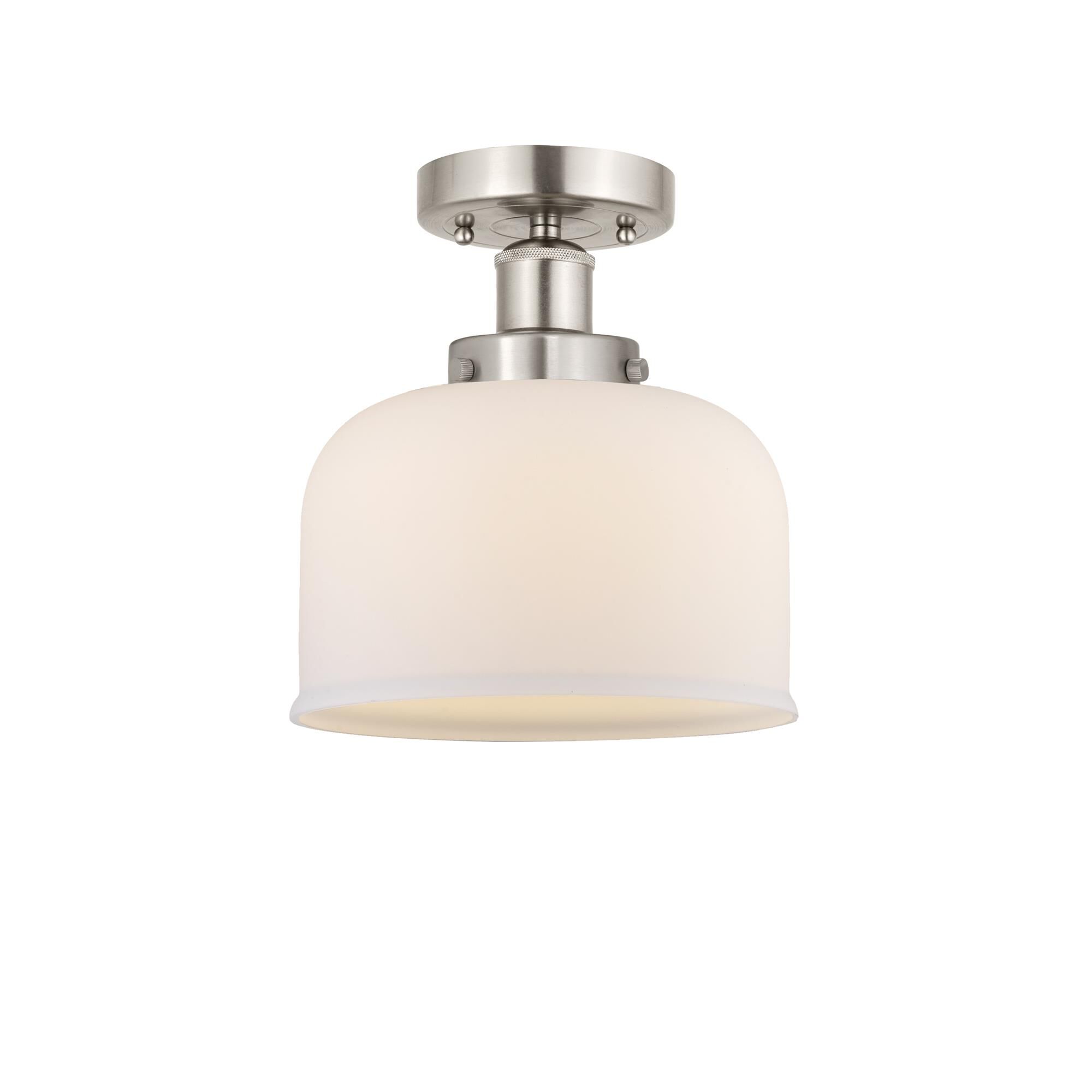 Shown in Brushed Satin Nickel, Matte White finish and Matte White glass and Matte White Glass shade