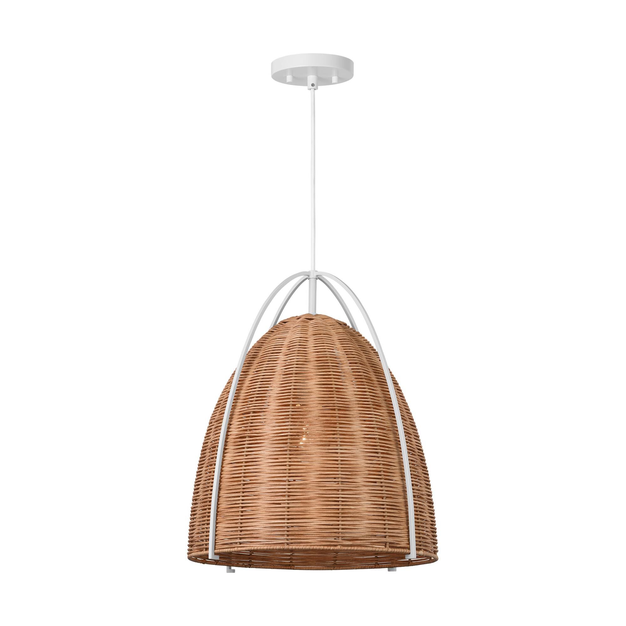 Shown in Chalk Wicker finish and Blonde Rattan shade
