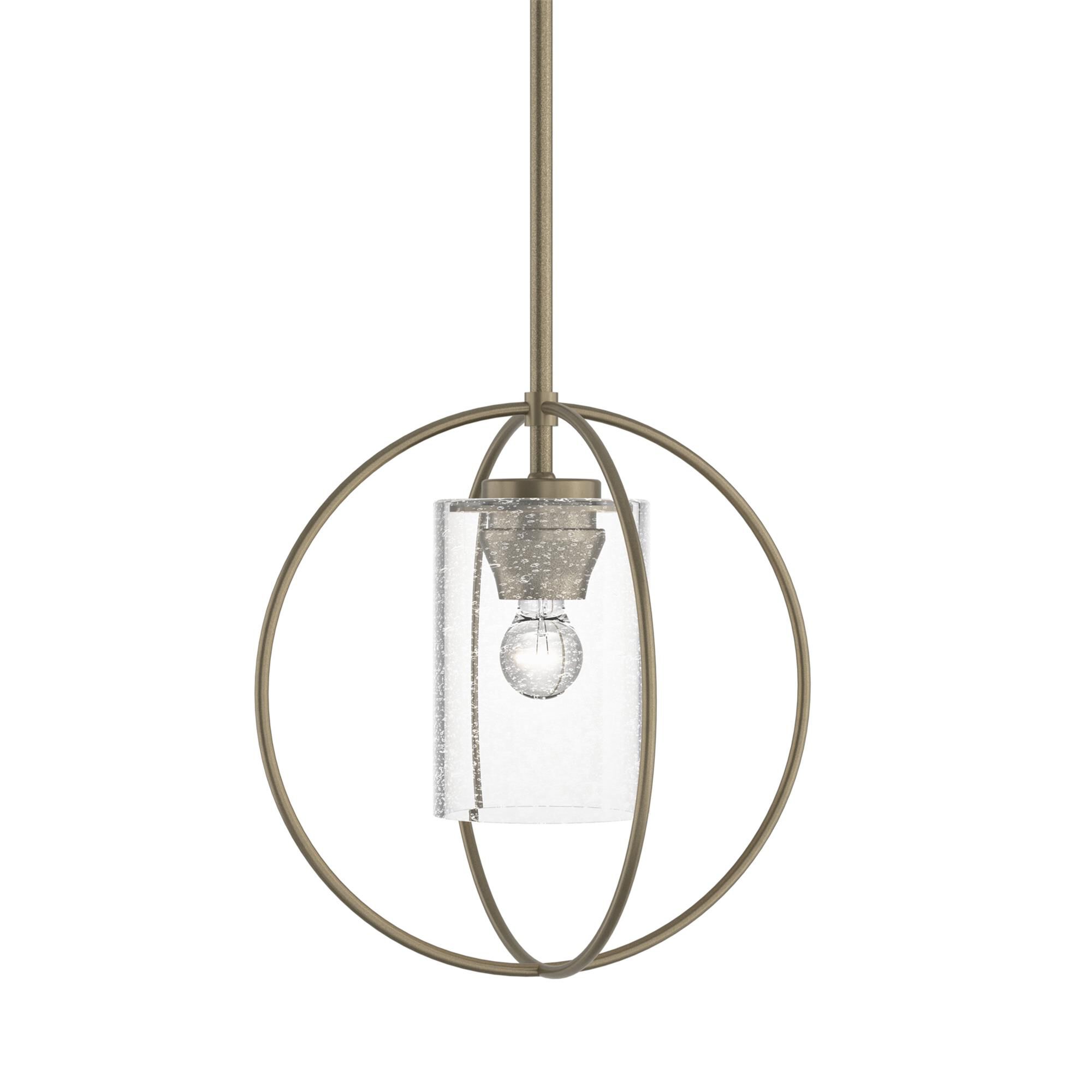 Shown in Soft Gold finish and Seeded Clear glass