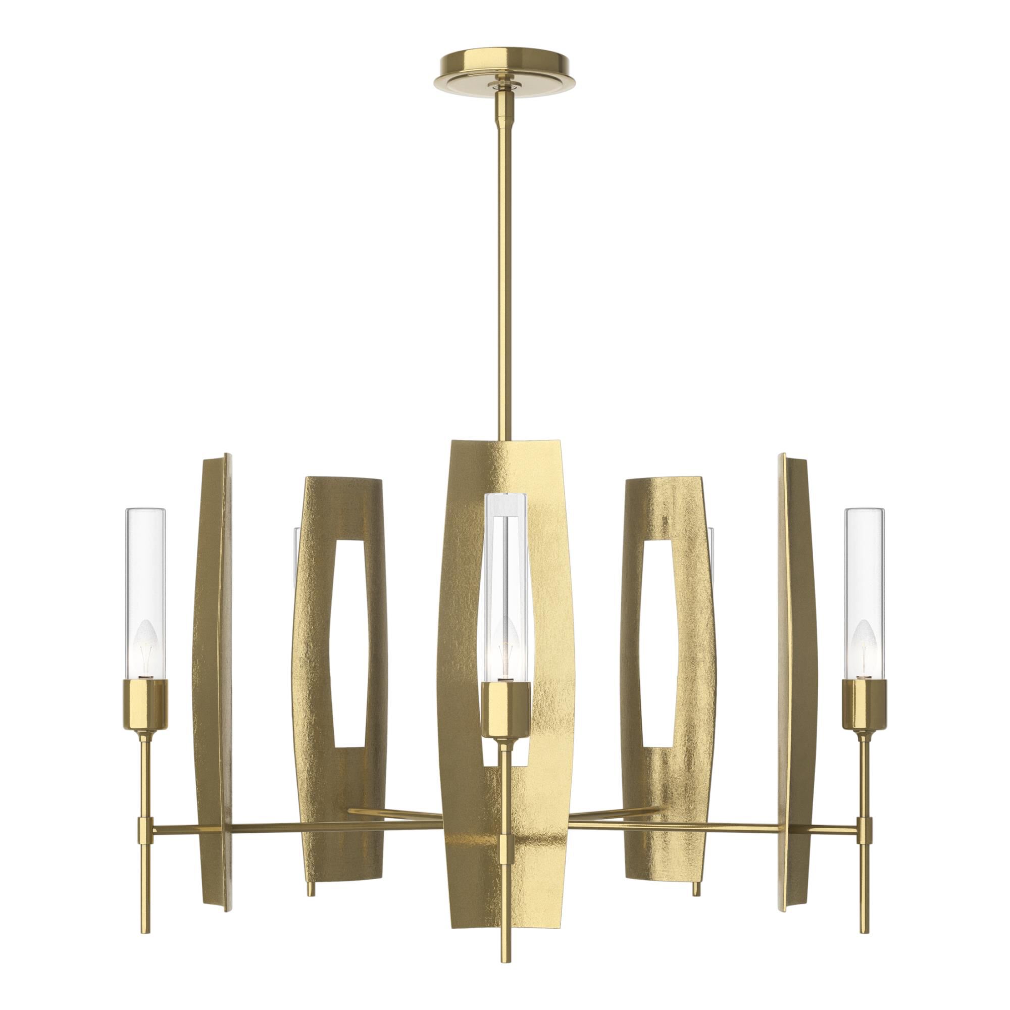 Shown in Modern Brass finish and Clear glass
