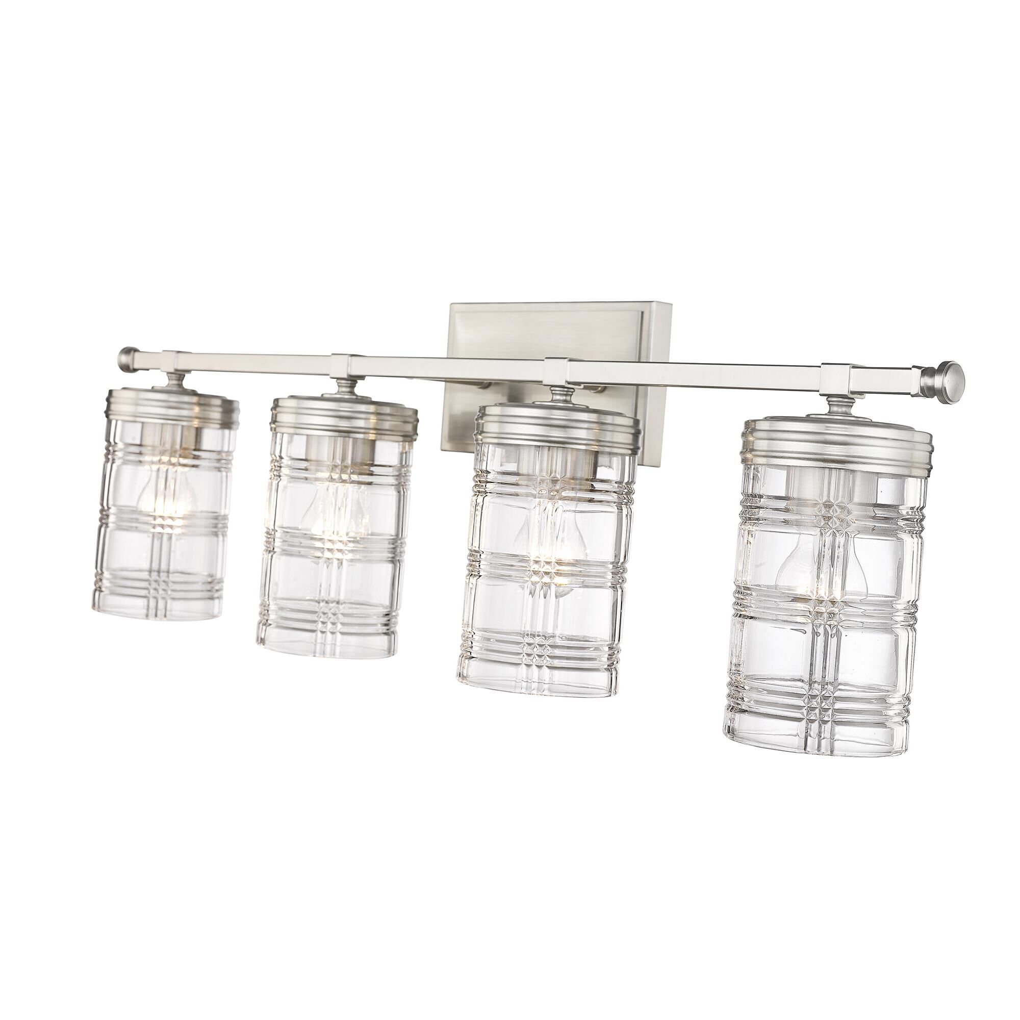 Shown in Brushed Nickel finish and Clear glass