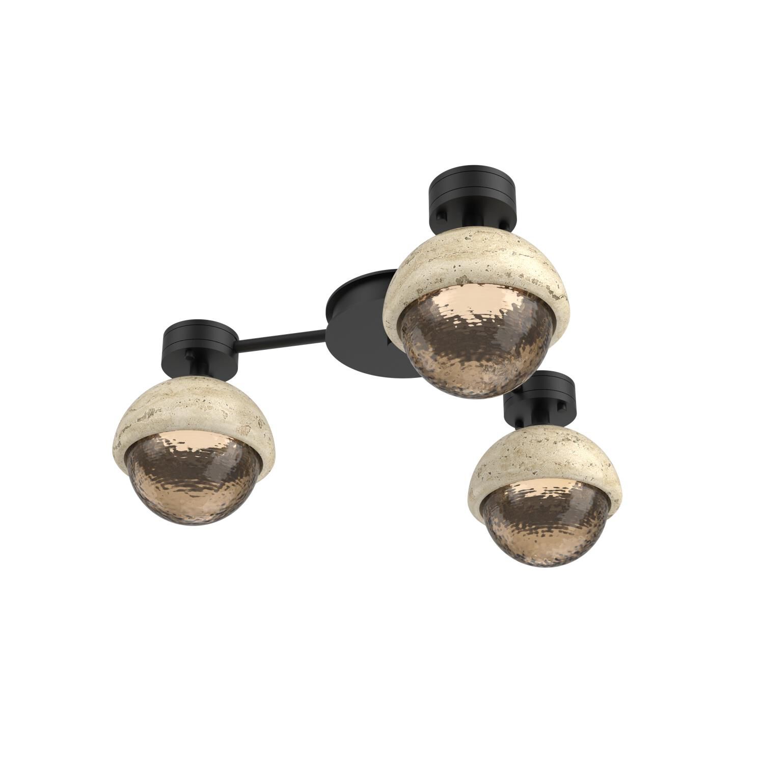 Shown in Matte Black finish and Bronze glass and Travertine Stone accent