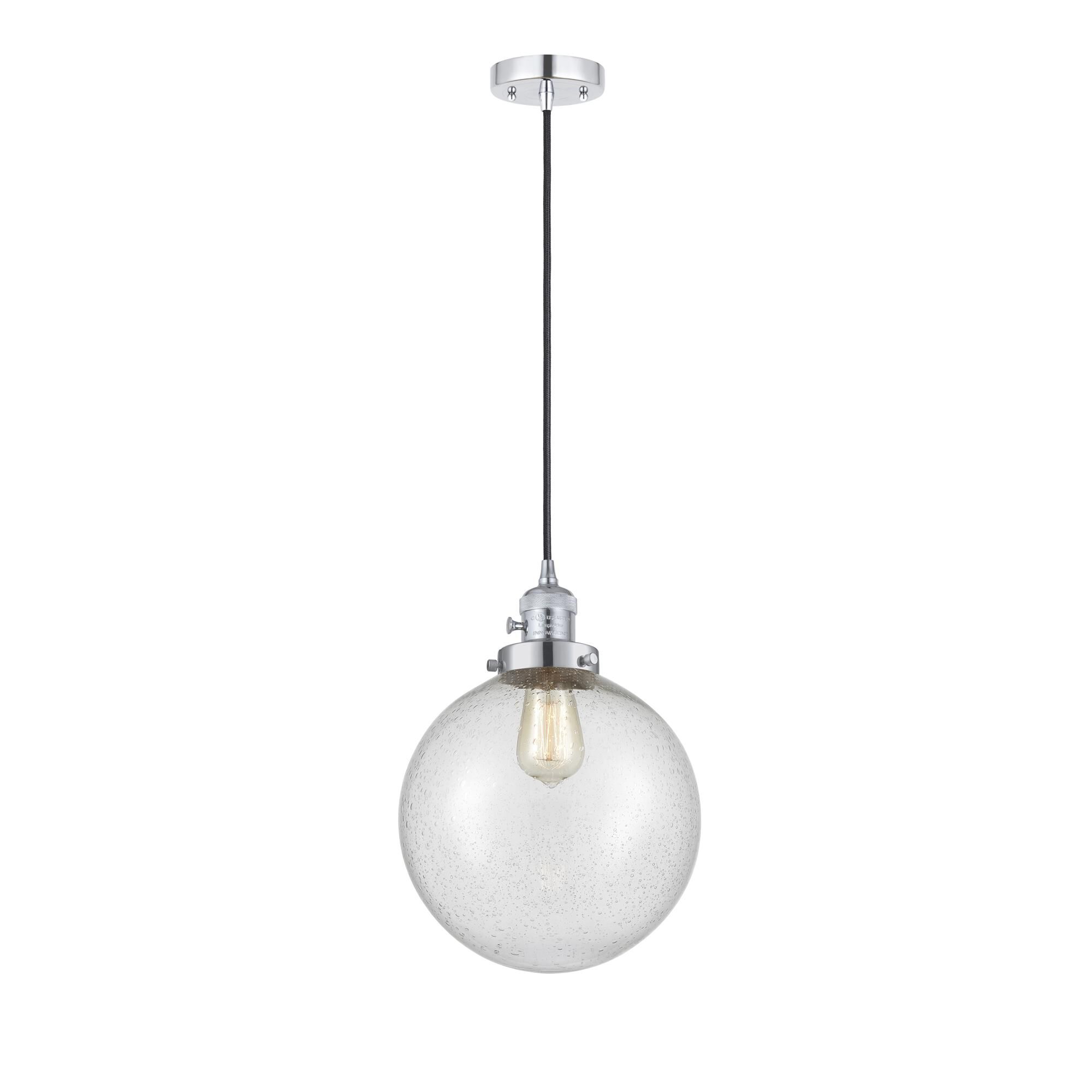 Shown in Polished Chrome finish and Seedy glass