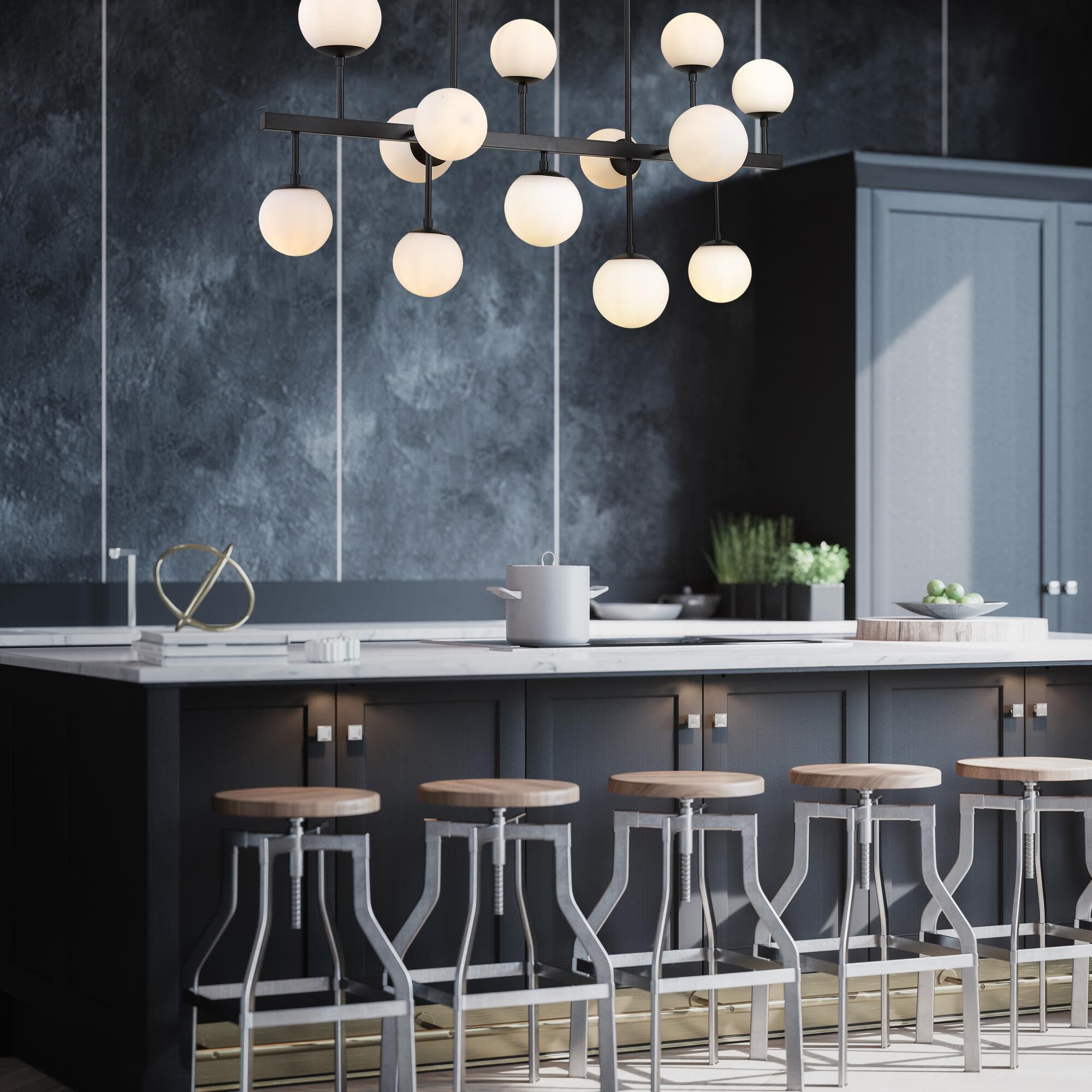 Shown in Matte Black finish and Glass shade