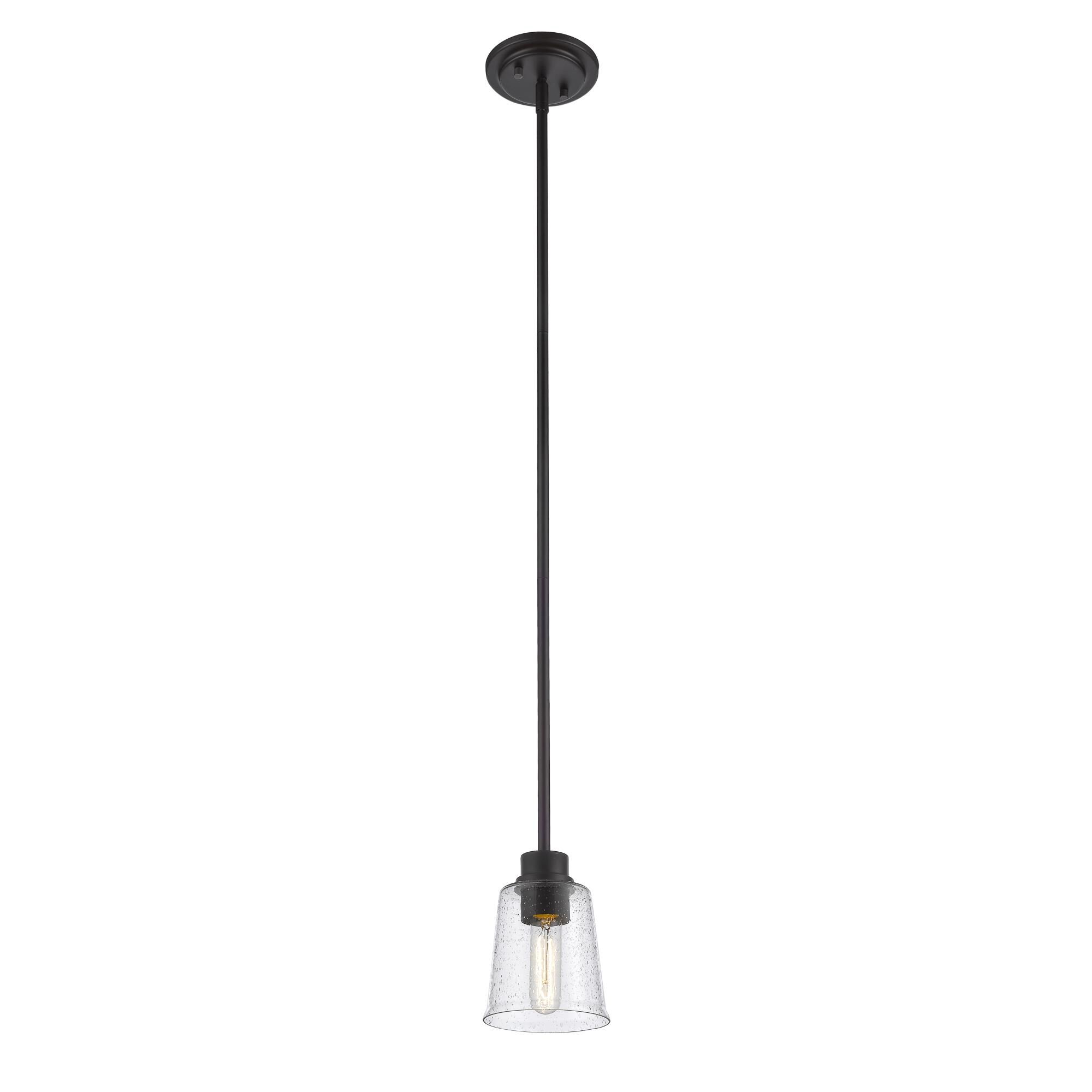 Shown in Matte Black finish and Glass shade