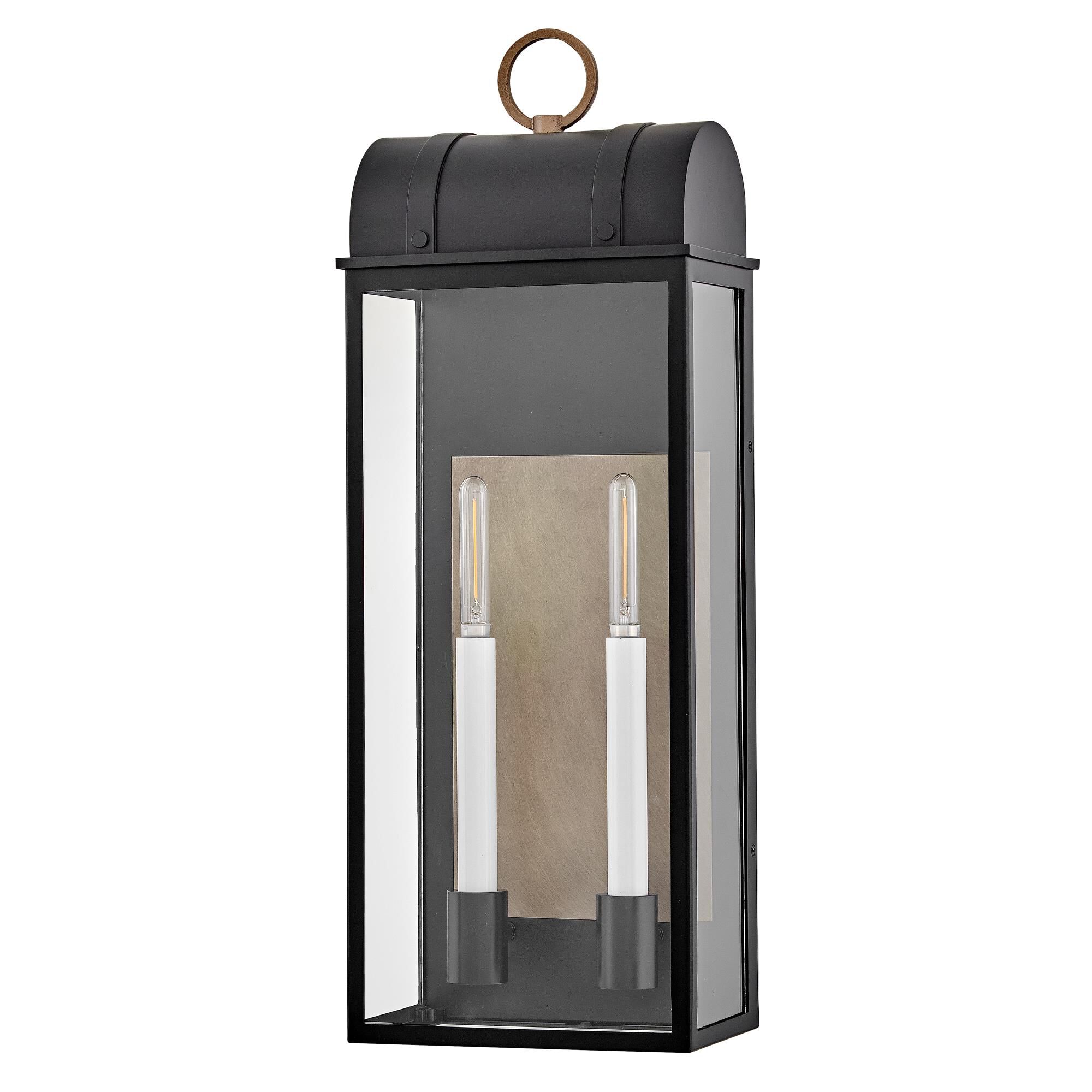 Shown in Black finish and Clear glass and Burnished Bronze accent