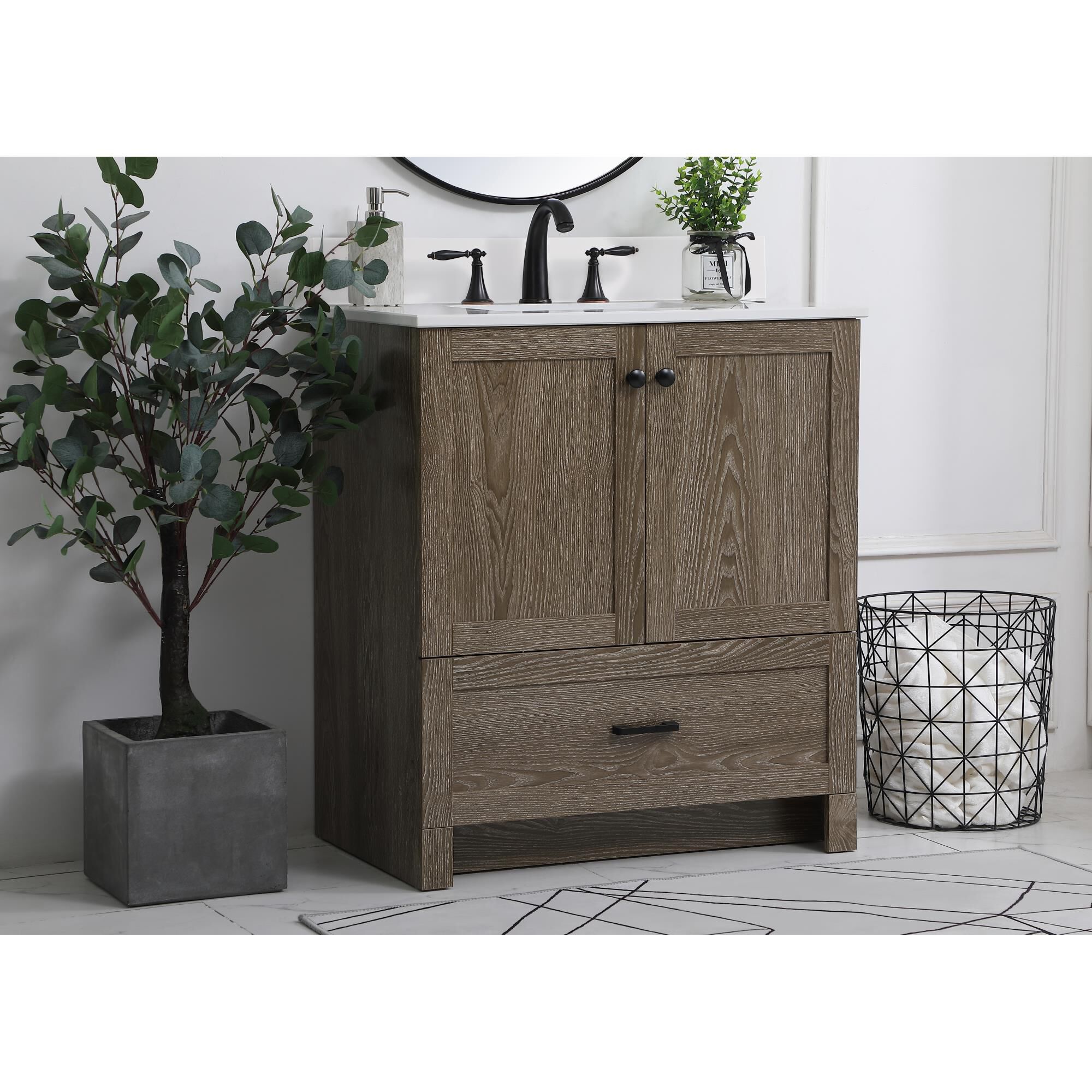 Shown in Weathered Oak And Black With Ivory finish