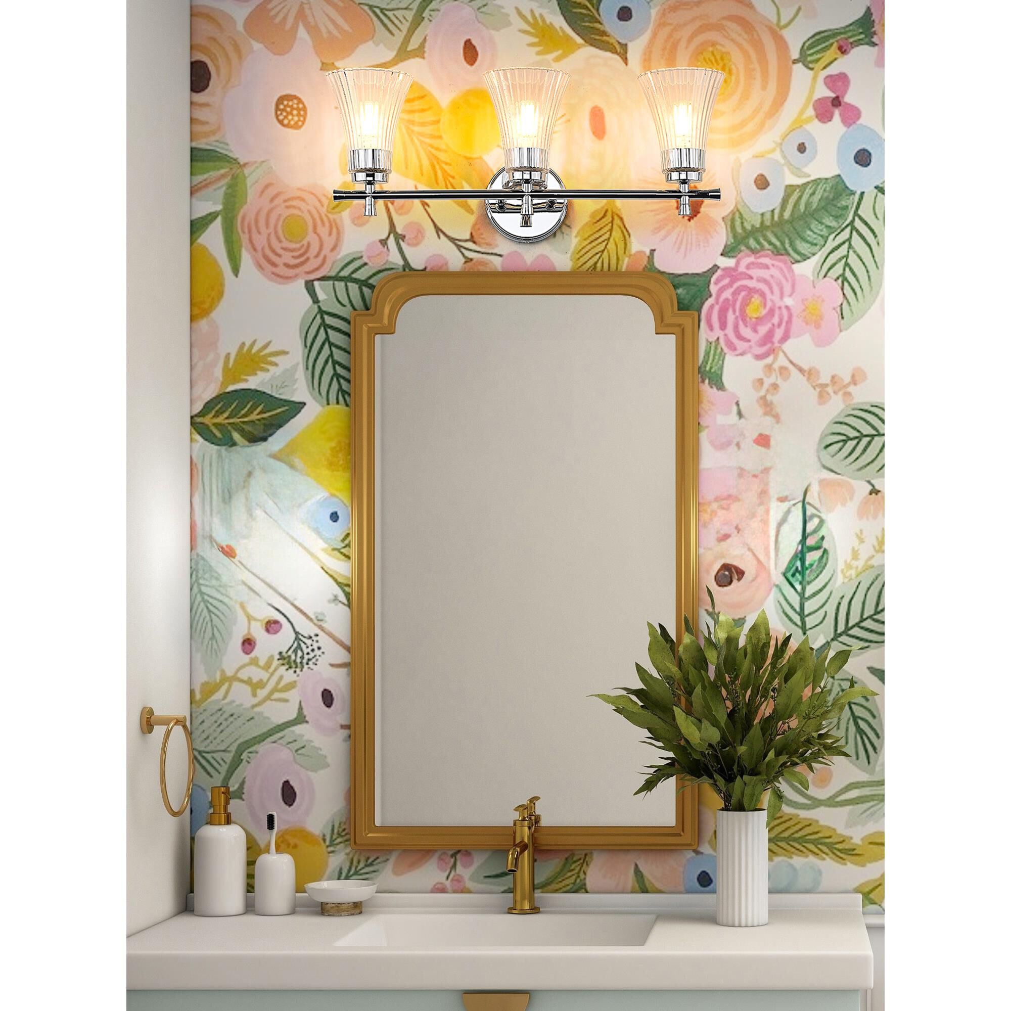 Shown in Chrome finish and Clear glass and Clear shade