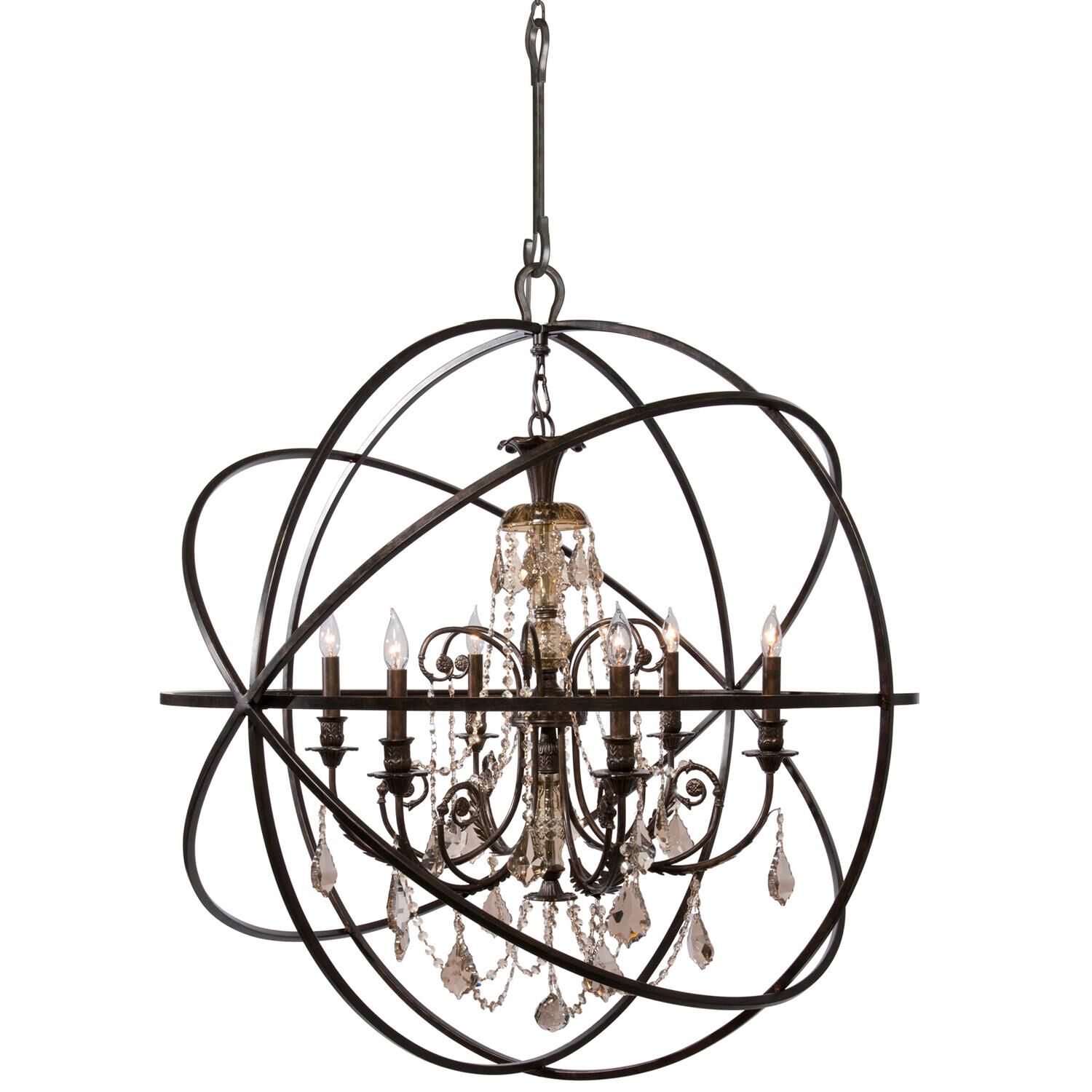 Shown in English Bronze finish and Golden Teak Handcut crystal 