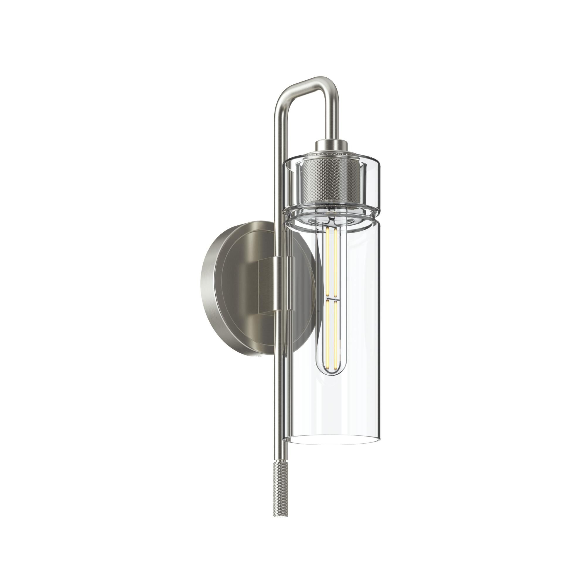 Shown in Brushed Nickel finish and Clear glass